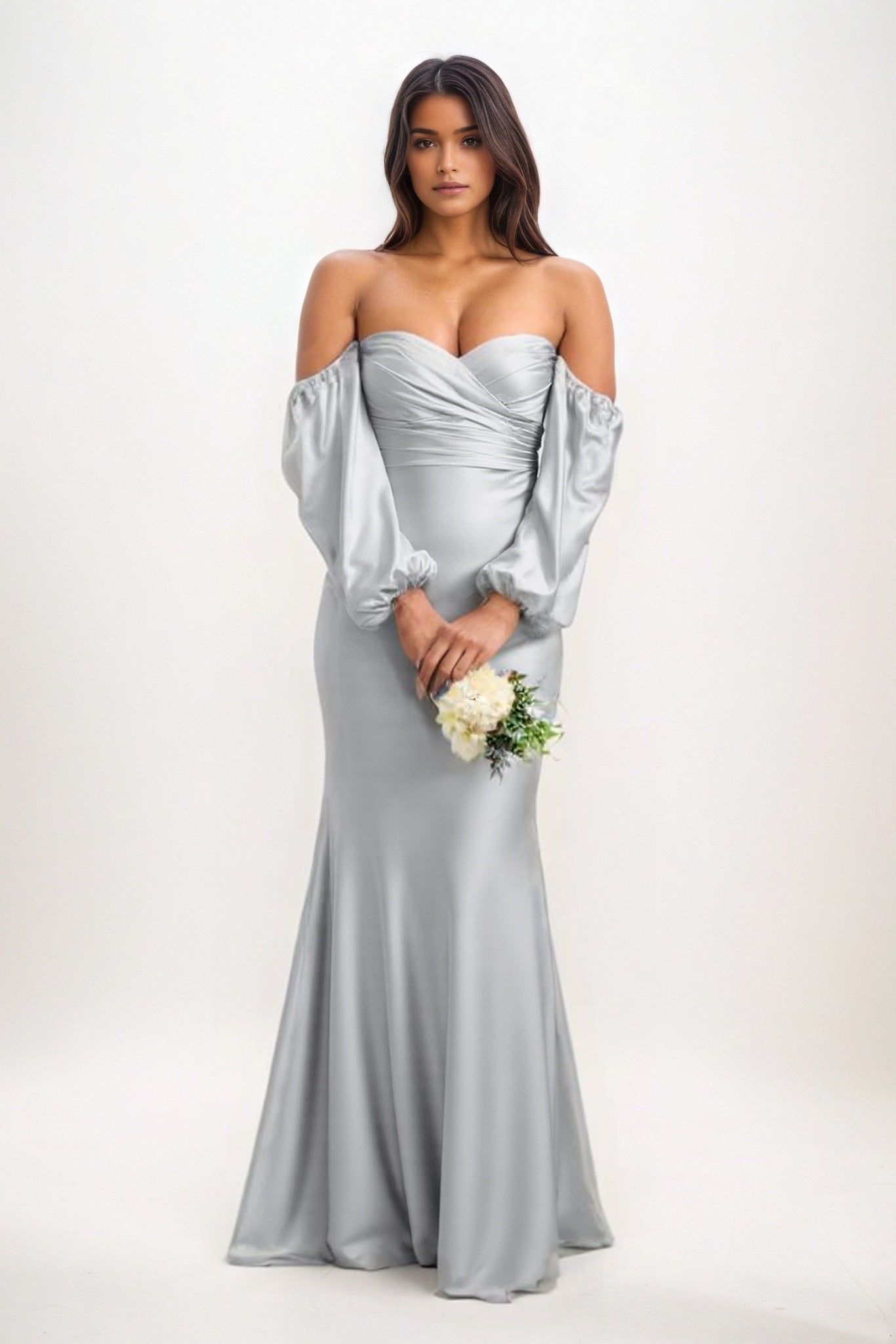 Trumpet-Mermaid Maxi Luxe Satin Bridesmaid Dress CB0817