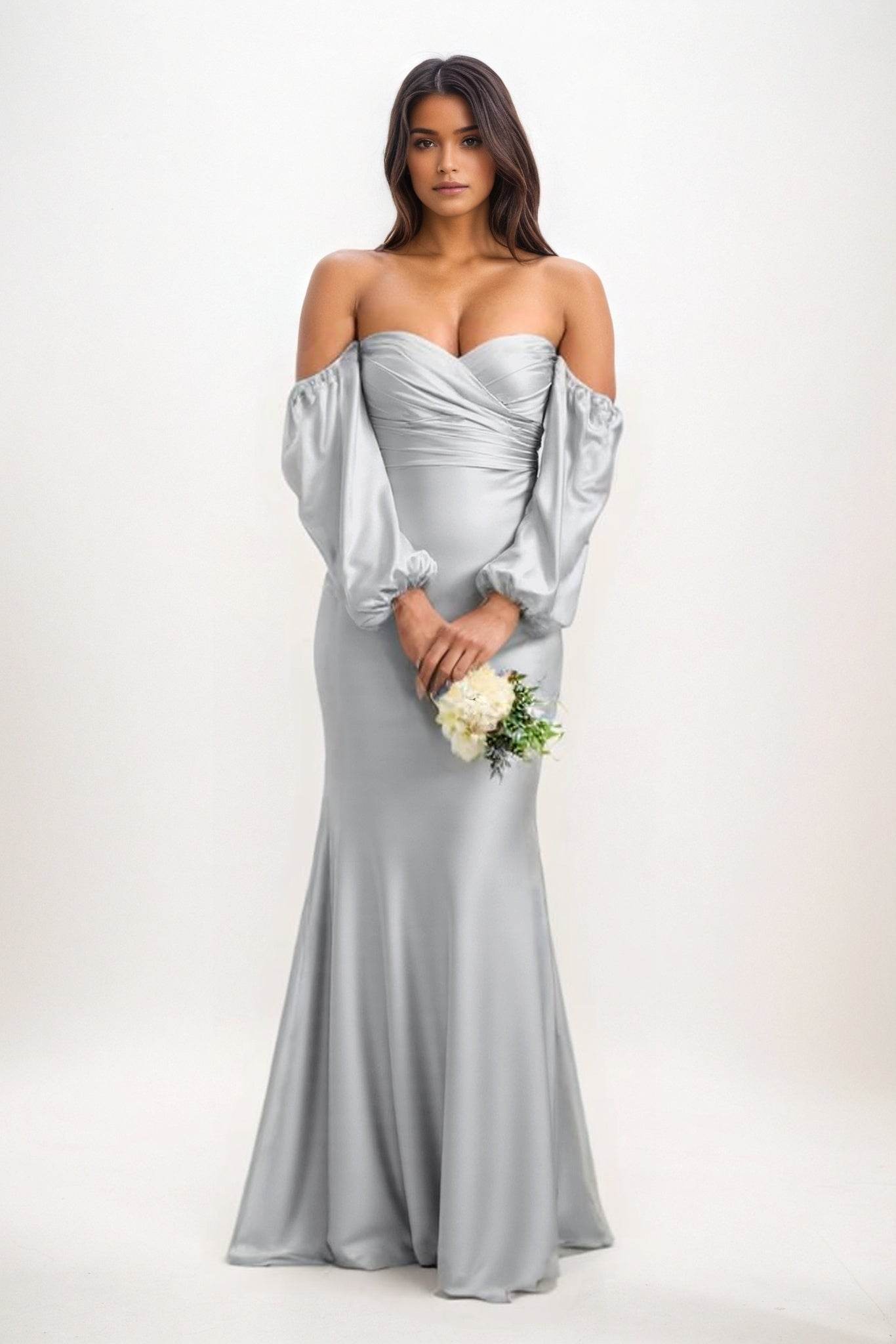 Trumpet-Mermaid Maxi Luxe Satin Bridesmaid Dress CB0817 - COCOMELODY