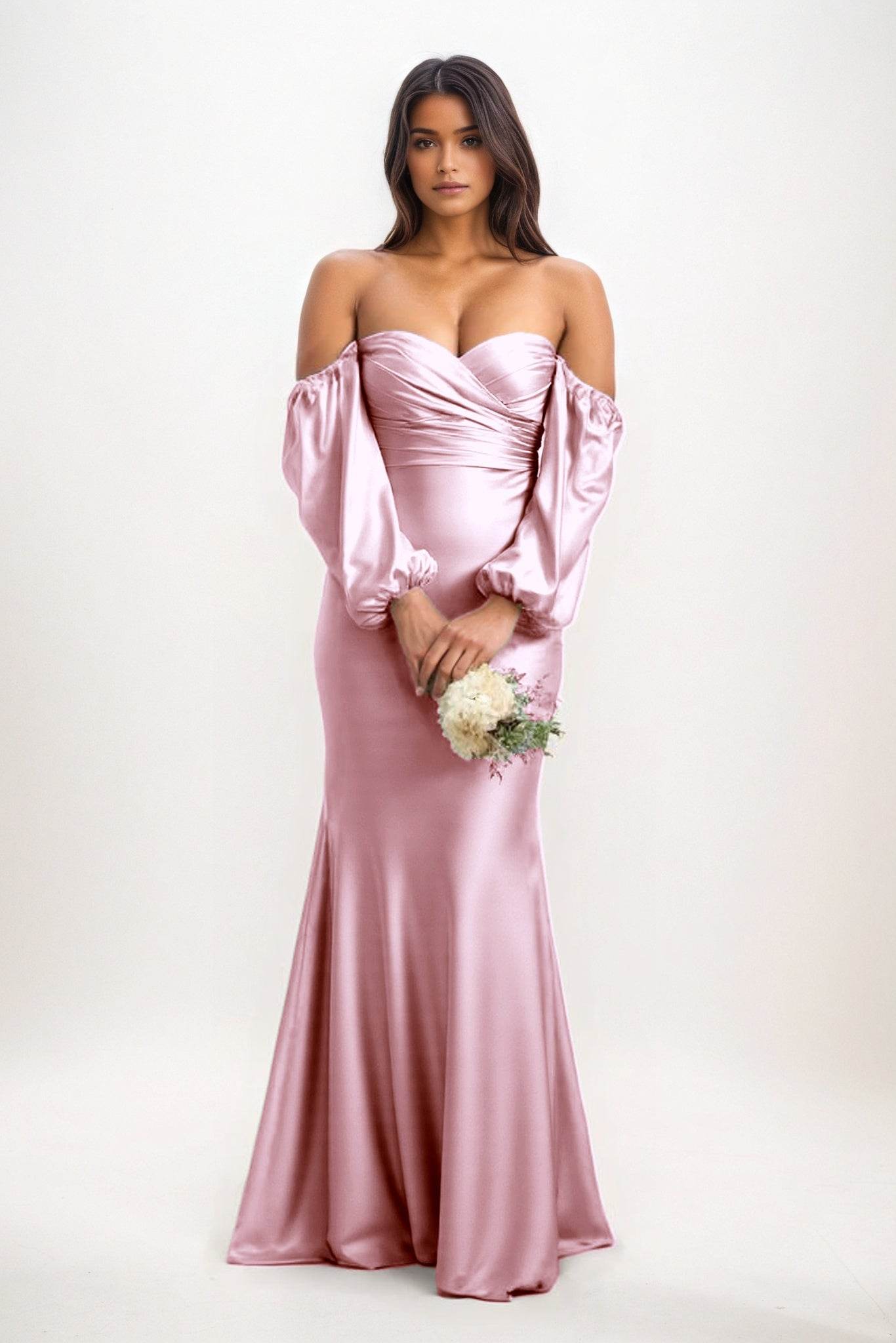 Trumpet-Mermaid Maxi Luxe Satin Bridesmaid Dress CB0817 - COCOMELODY