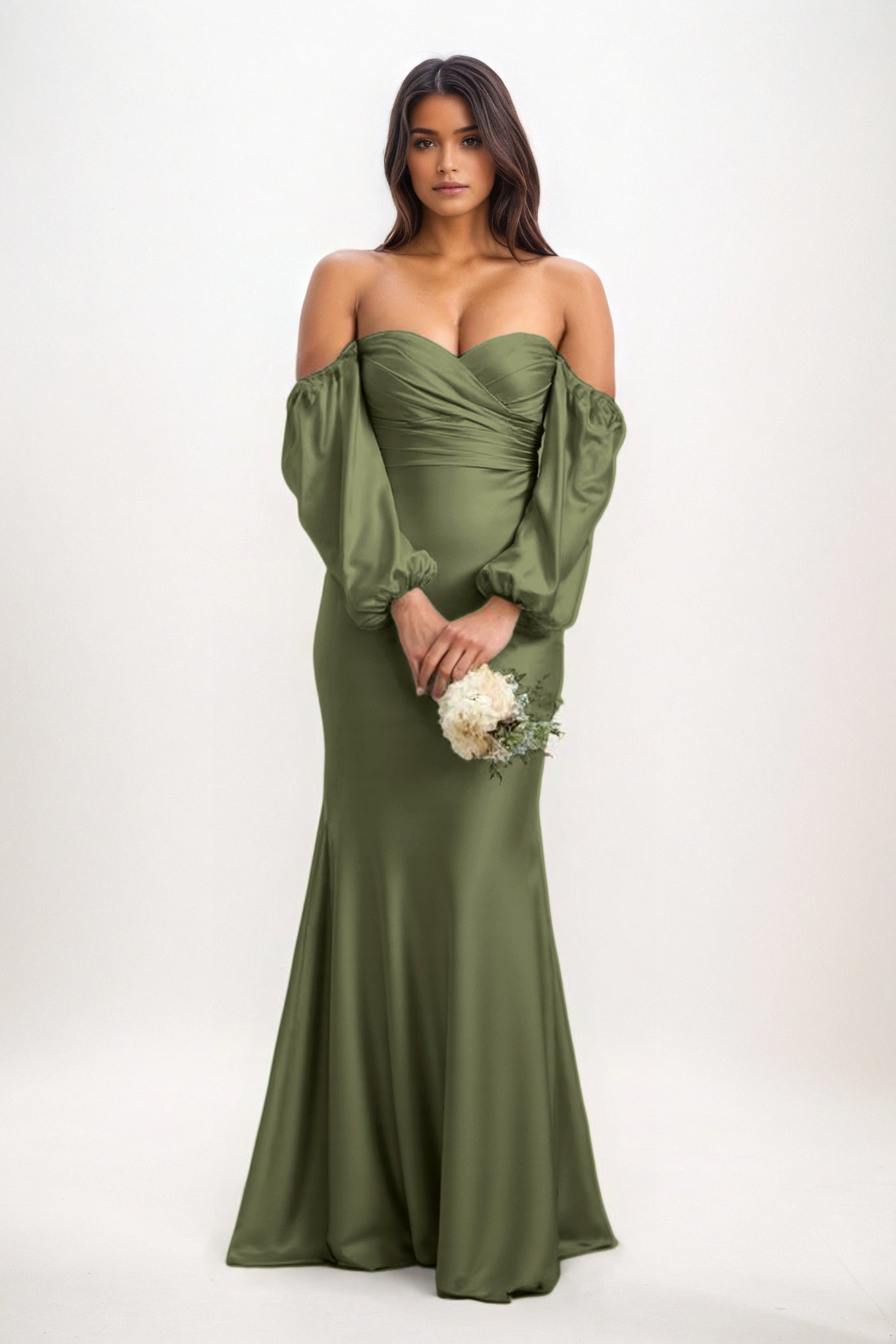 Trumpet-Mermaid Maxi Luxe Satin Bridesmaid Dress CB0817