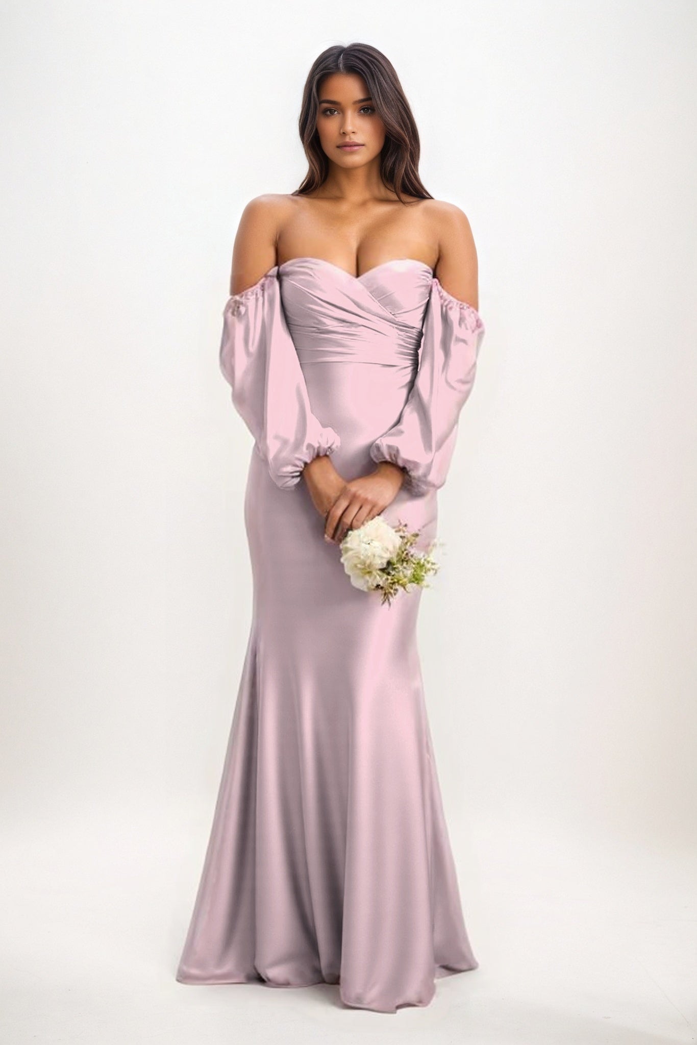 Trumpet-Mermaid Maxi Luxe Satin Bridesmaid Dress CB0817