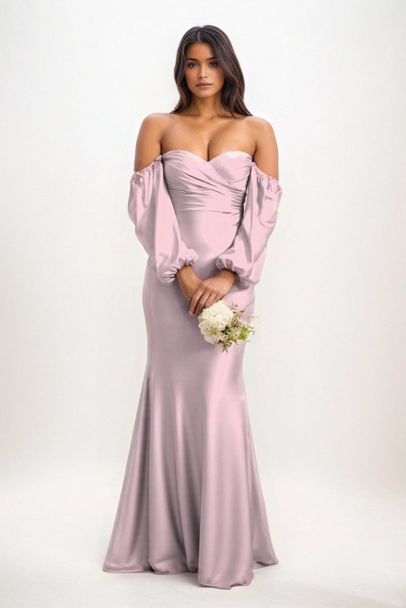 Trumpet-Mermaid Maxi Luxe Satin Bridesmaid Dress CB0817 - COCOMELODY