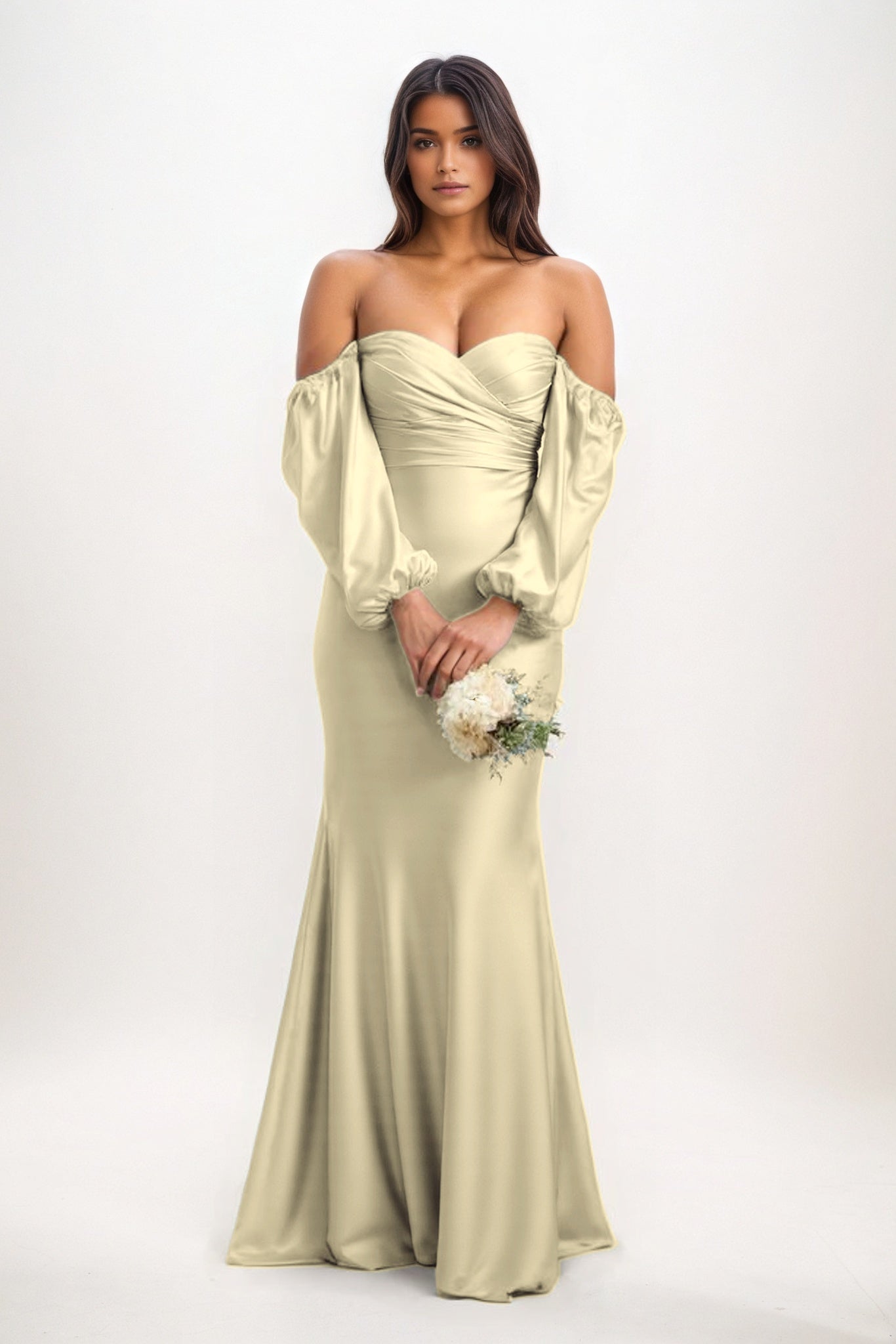 Trumpet-Mermaid Maxi Luxe Satin Bridesmaid Dress CB0817
