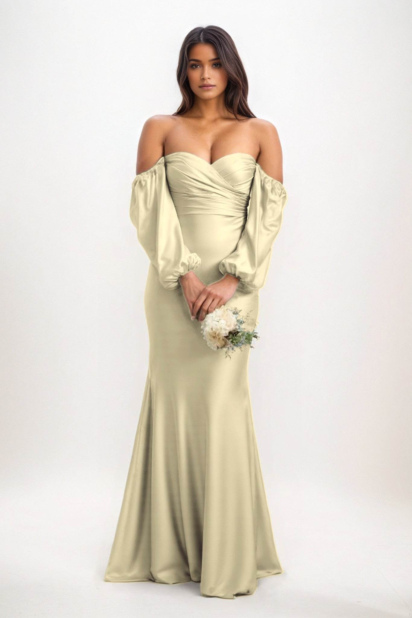 Trumpet-Mermaid Maxi Luxe Satin Bridesmaid Dress CB0817 - COCOMELODY