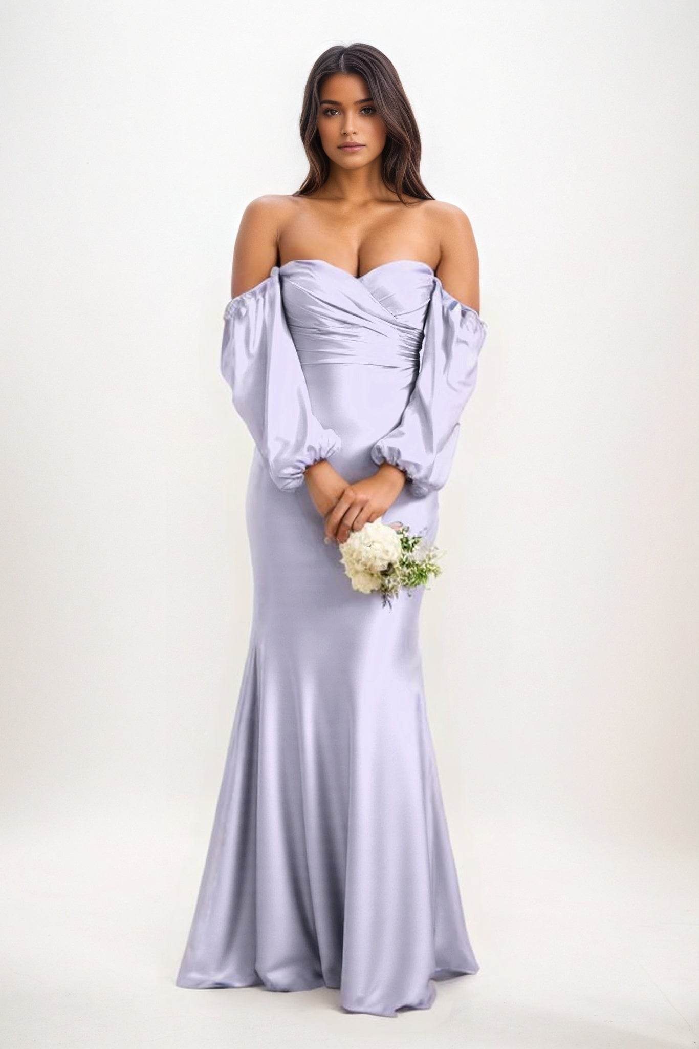 Trumpet-Mermaid Maxi Luxe Satin Bridesmaid Dress CB0817 - COCOMELODY