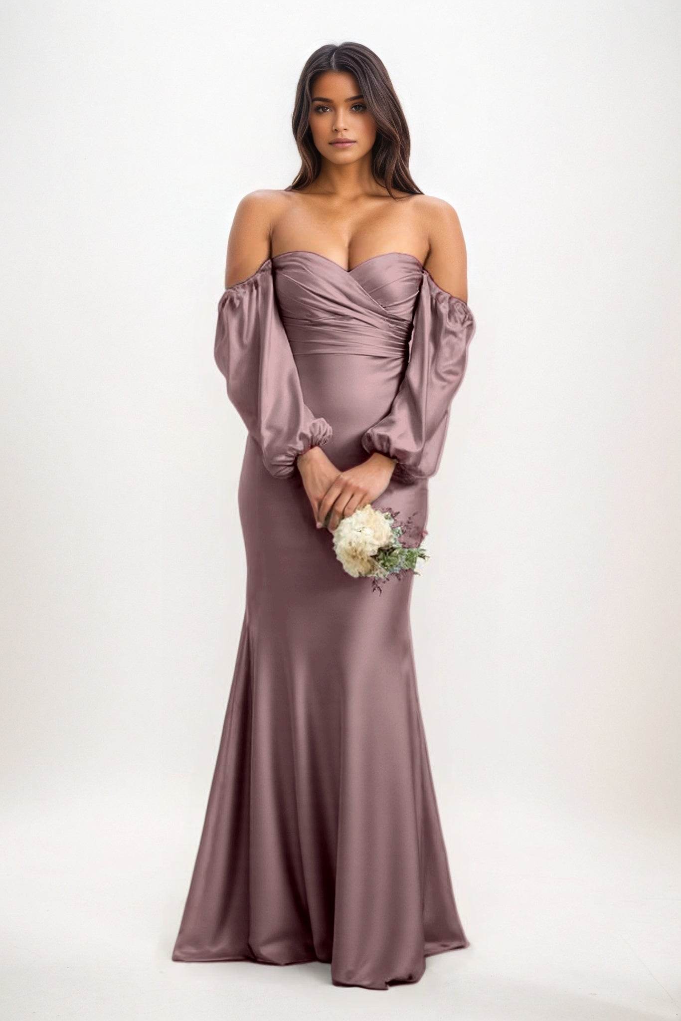 Trumpet-Mermaid Maxi Luxe Satin Bridesmaid Dress CB0817 - COCOMELODY