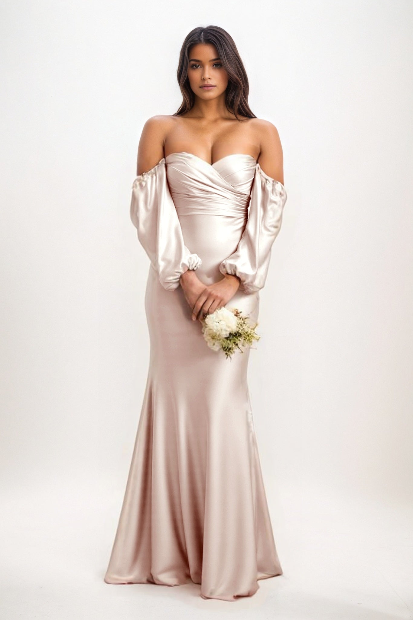 Trumpet-Mermaid Maxi Luxe Satin Bridesmaid Dress CB0817
