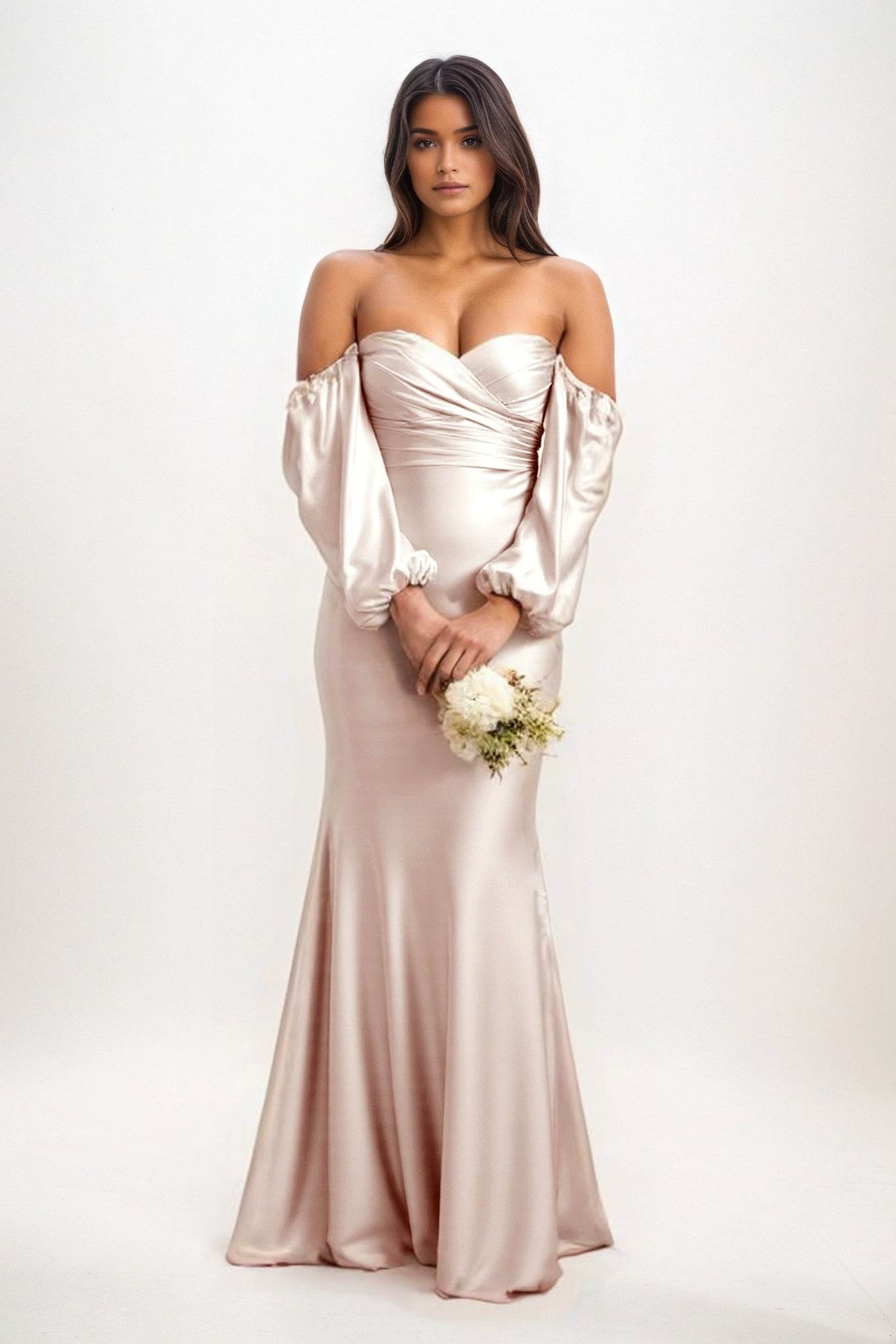 Trumpet-Mermaid Maxi Luxe Satin Bridesmaid Dress CB0817 - COCOMELODY