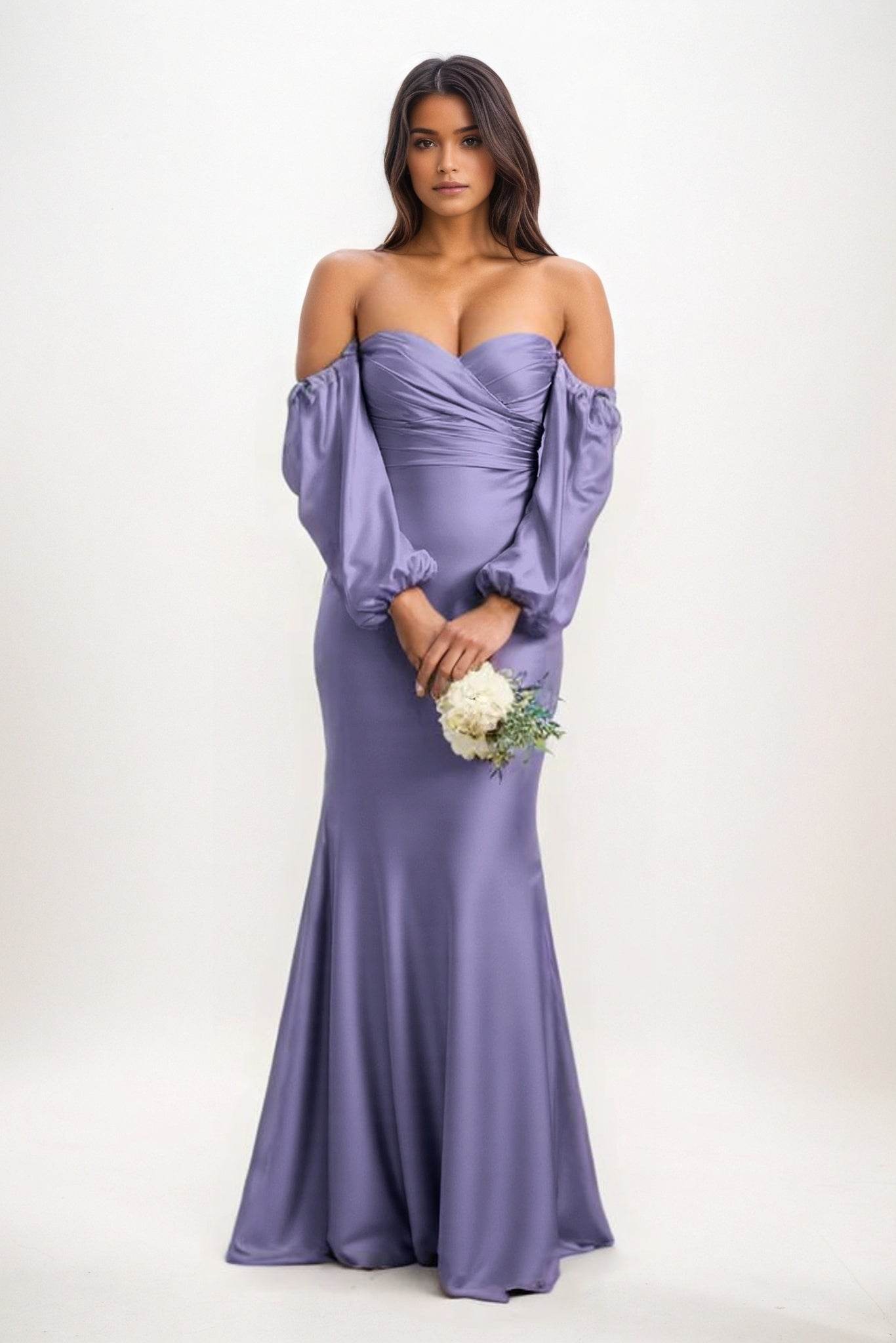 Trumpet-Mermaid Maxi Luxe Satin Bridesmaid Dress CB0817 - COCOMELODY