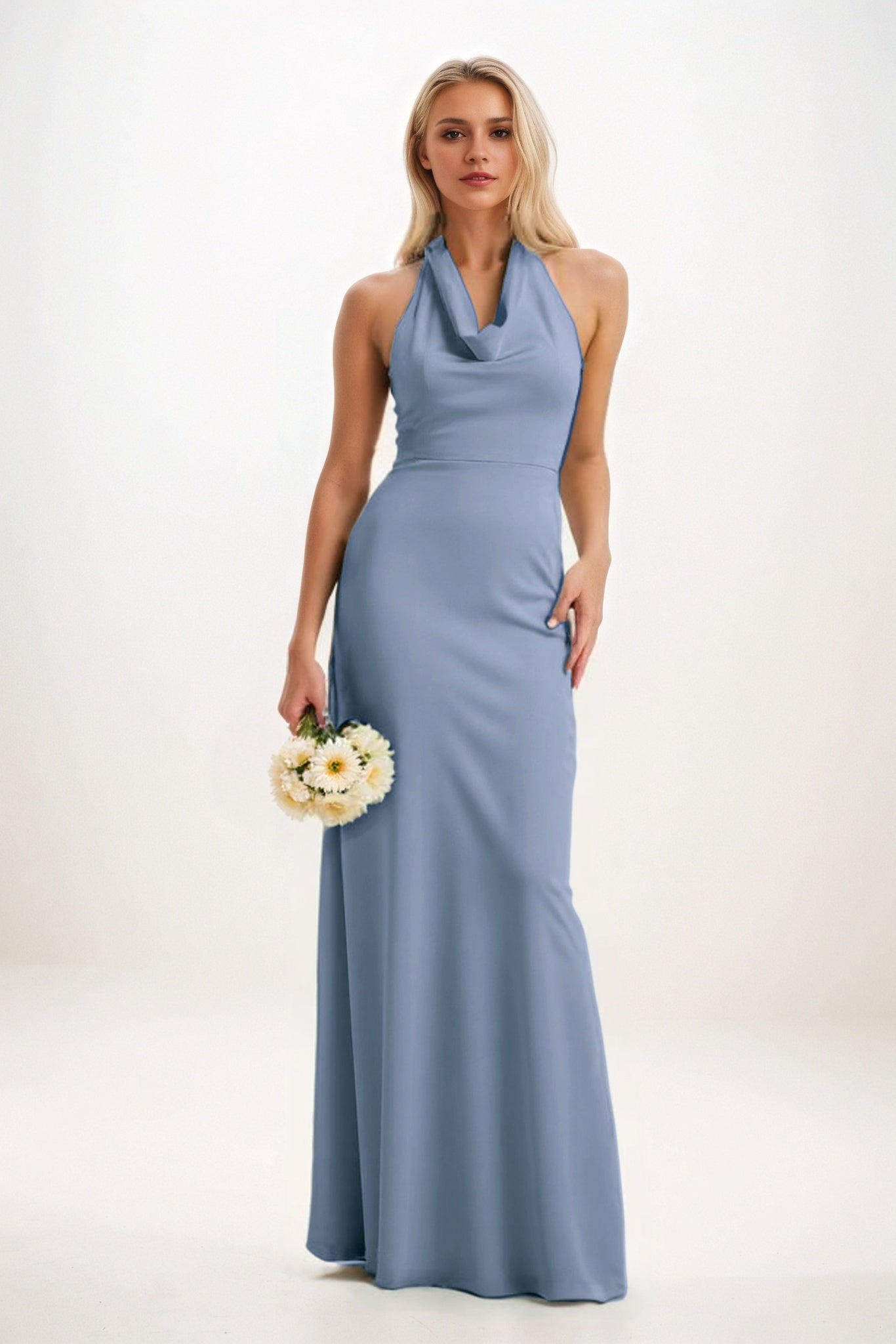 Sheath-Column Maxi Elastic Cloth Bridesmaid Dress CB0819