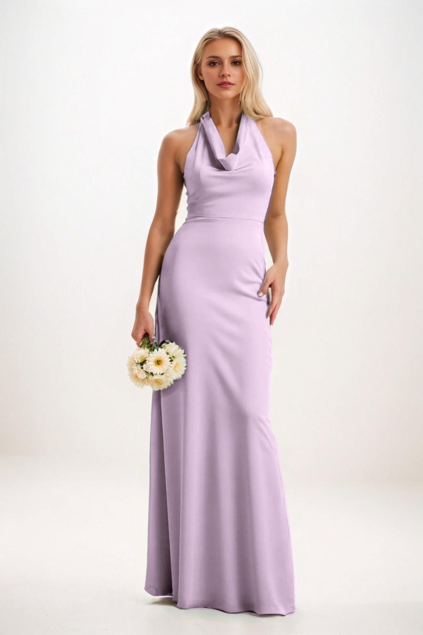 Sheath-Column Maxi Elastic Cloth Bridesmaid Dress CB0819