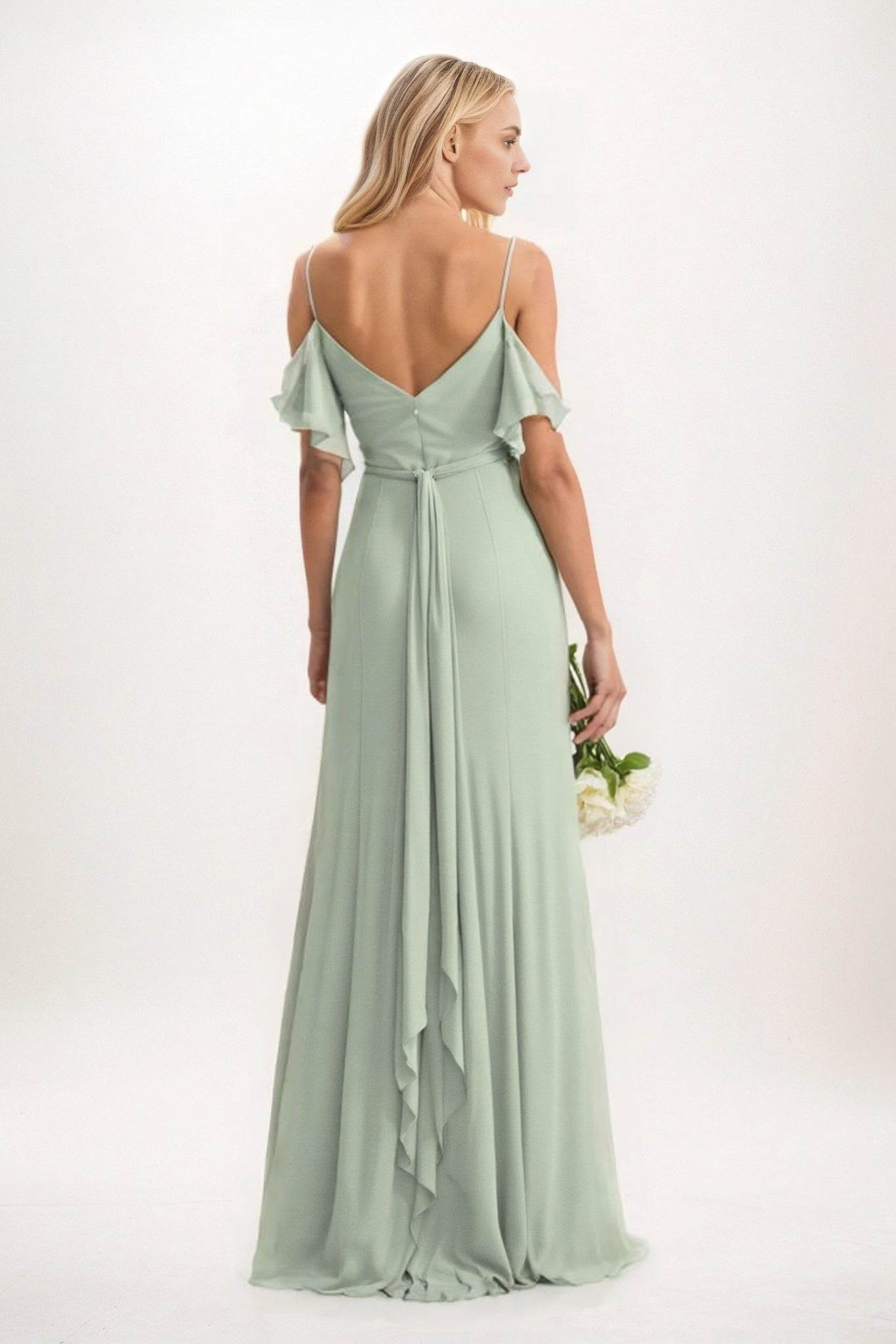 A-Line Maxi Chiffon Bridesmaid Dress CB0820 - COCOMELODY