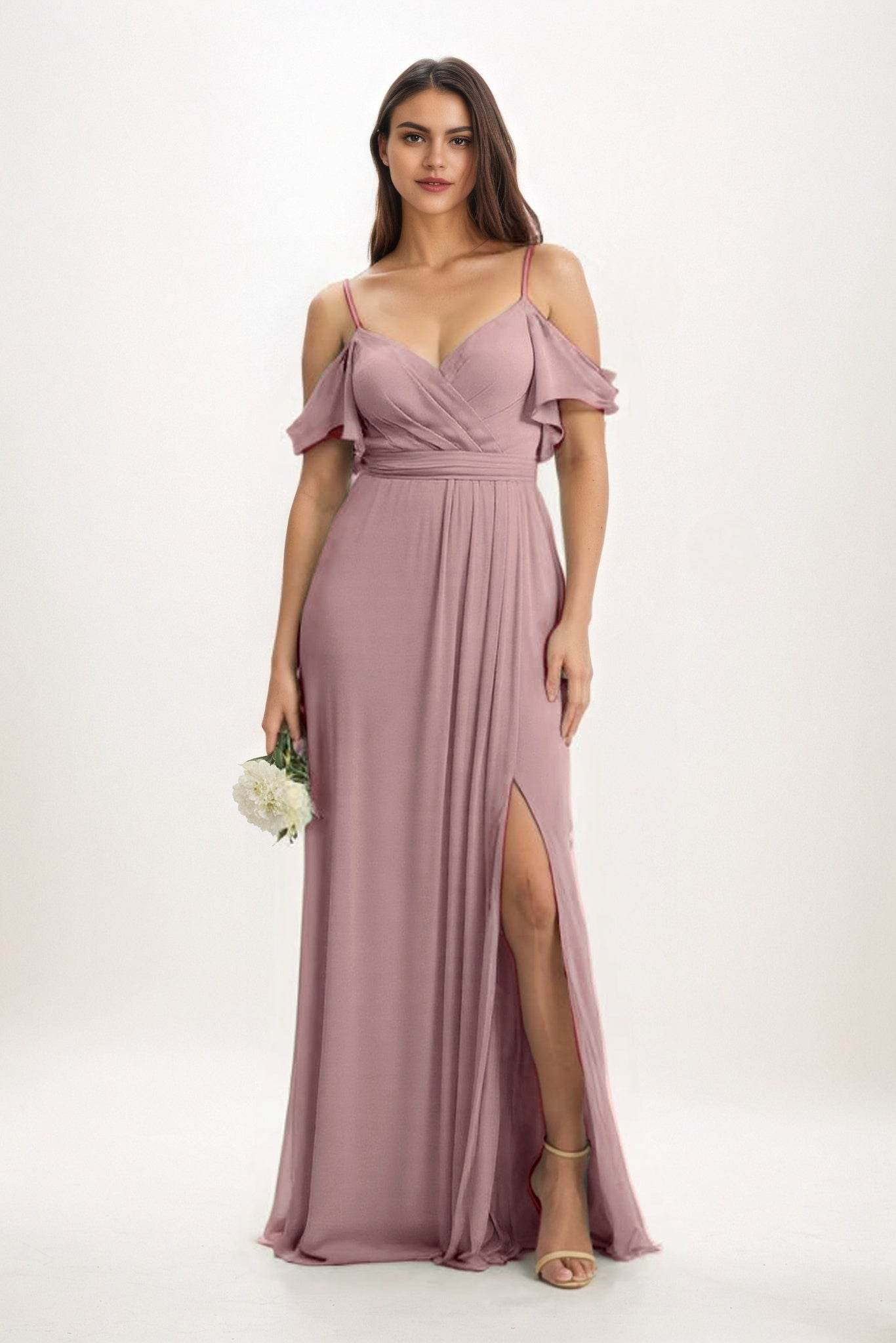 A-Line Maxi Chiffon Bridesmaid Dress CB0820 - COCOMELODY