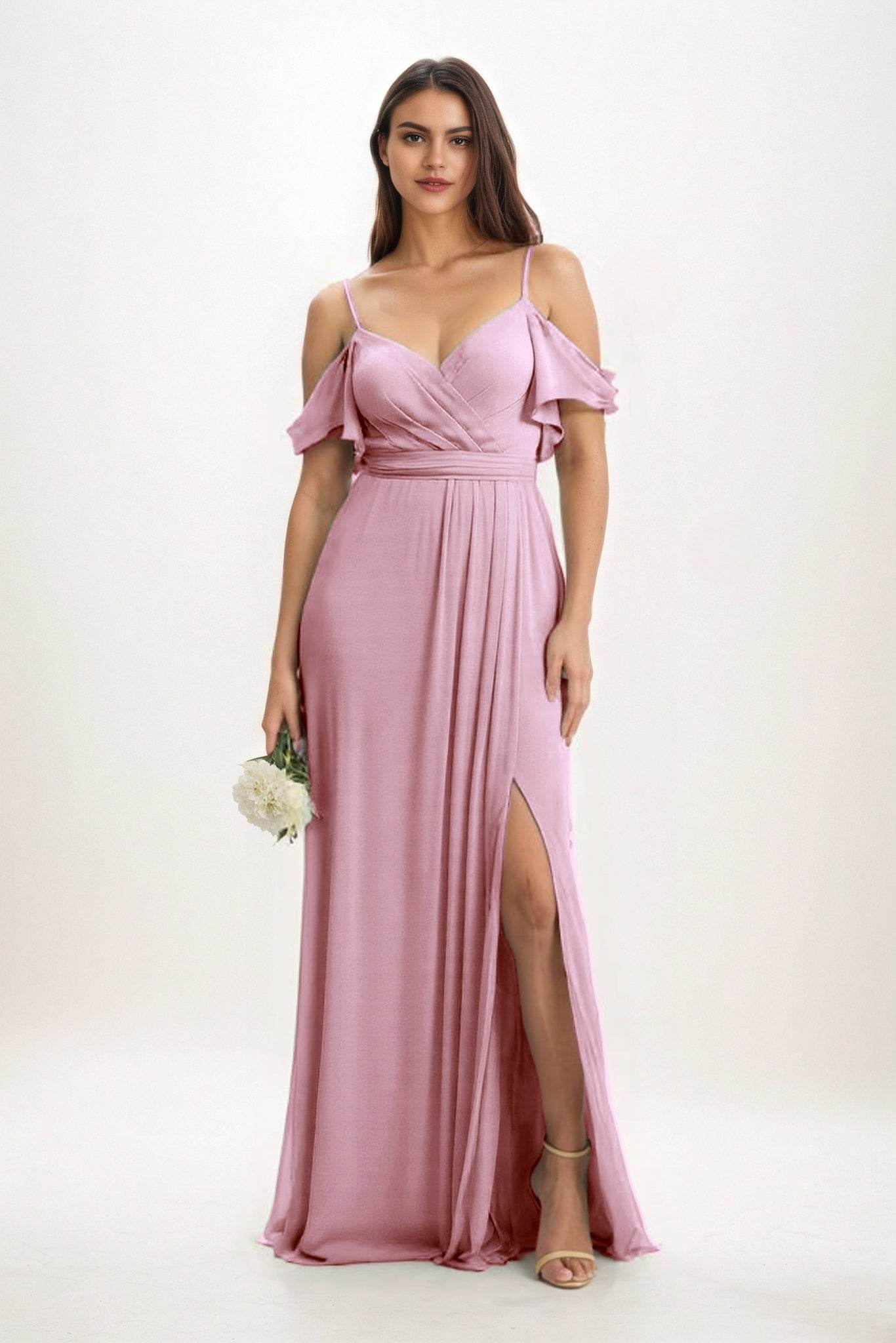 A-Line Maxi Chiffon Bridesmaid Dress CB0820 - COCOMELODY