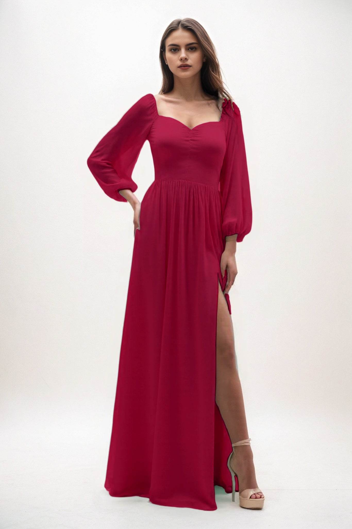 A-Line Maxi Chiffon Bridesmaid Dress CB0821 - COCOMELODY
