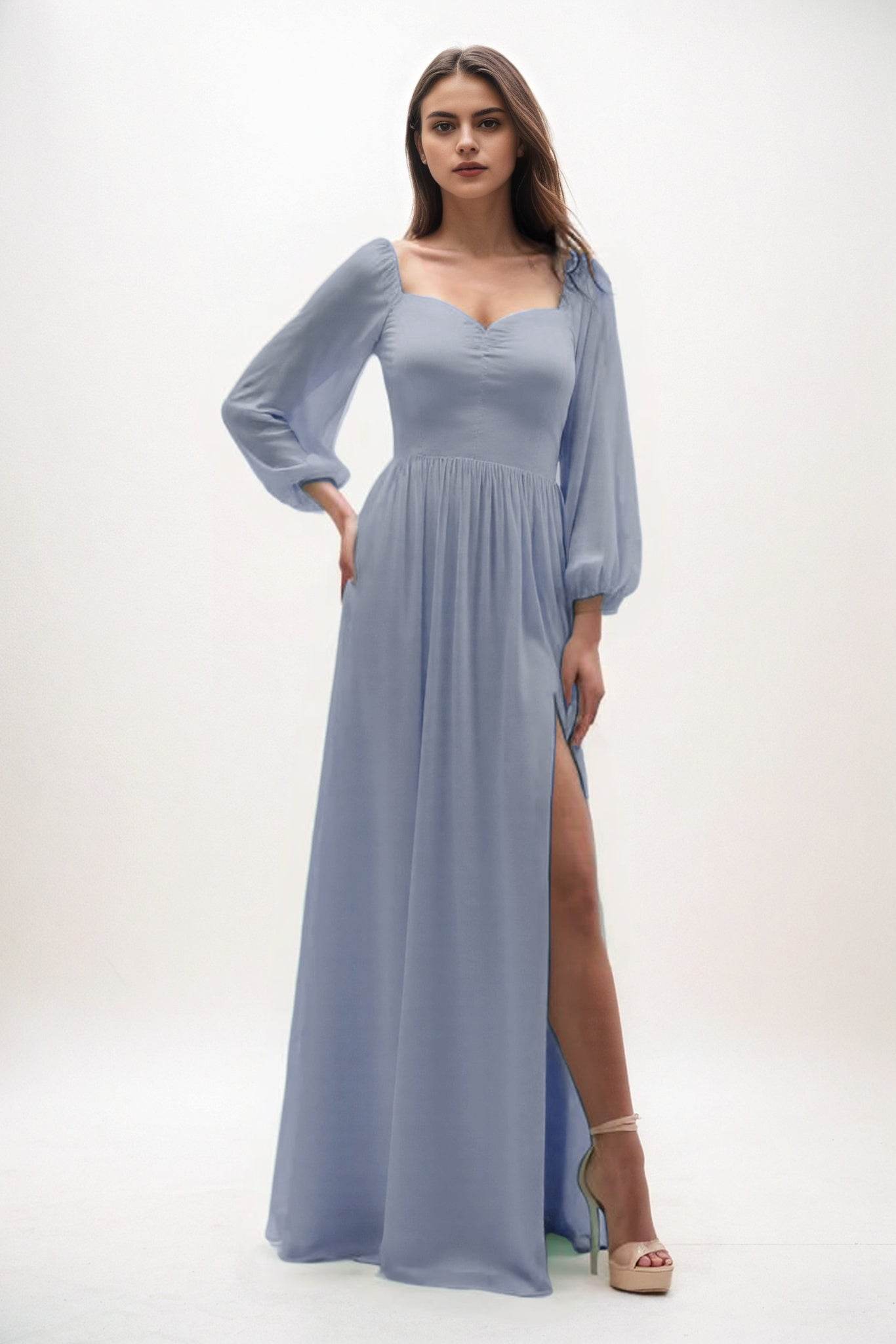 A-Line Maxi Chiffon Bridesmaid Dress CB0821 - COCOMELODY
