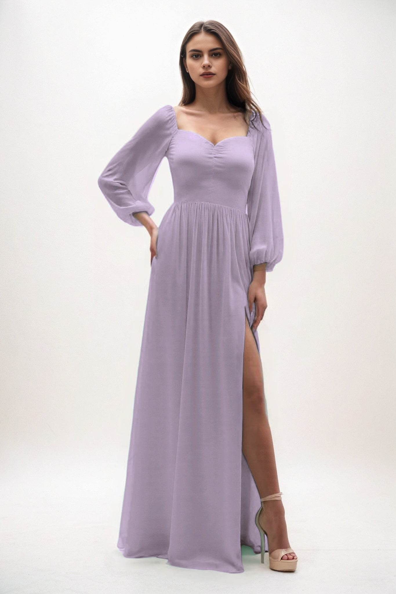 A-Line Maxi Chiffon Bridesmaid Dress CB0821 - COCOMELODY