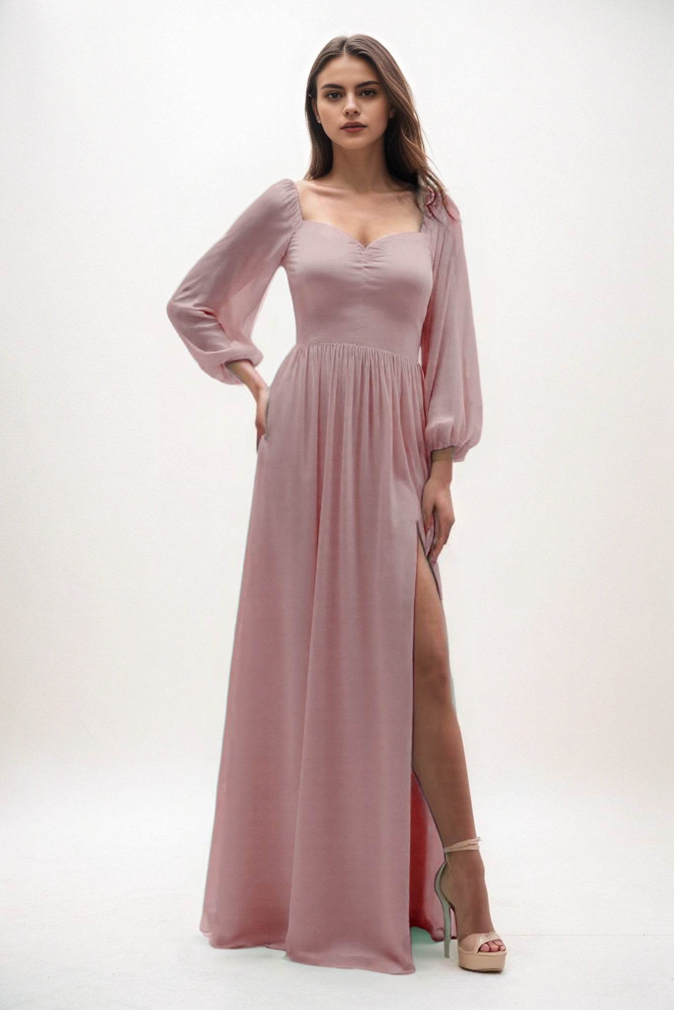 A-Line Maxi Chiffon Bridesmaid Dress CB0821 - COCOMELODY