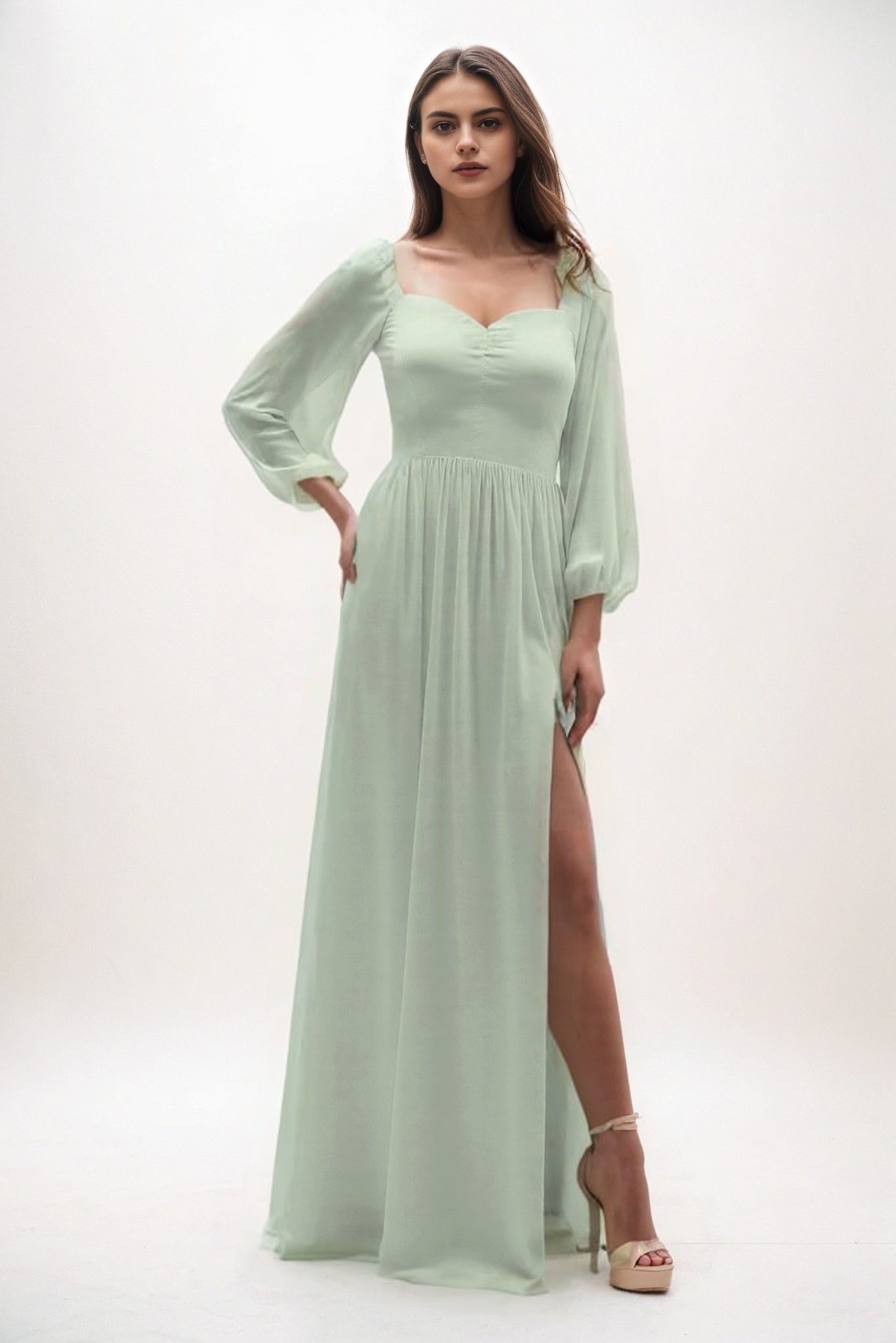 A-Line Maxi Chiffon Bridesmaid Dress CB0821