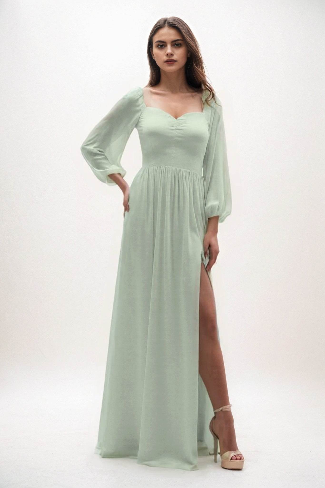 A-Line Maxi Chiffon Bridesmaid Dress CB0821 - COCOMELODY