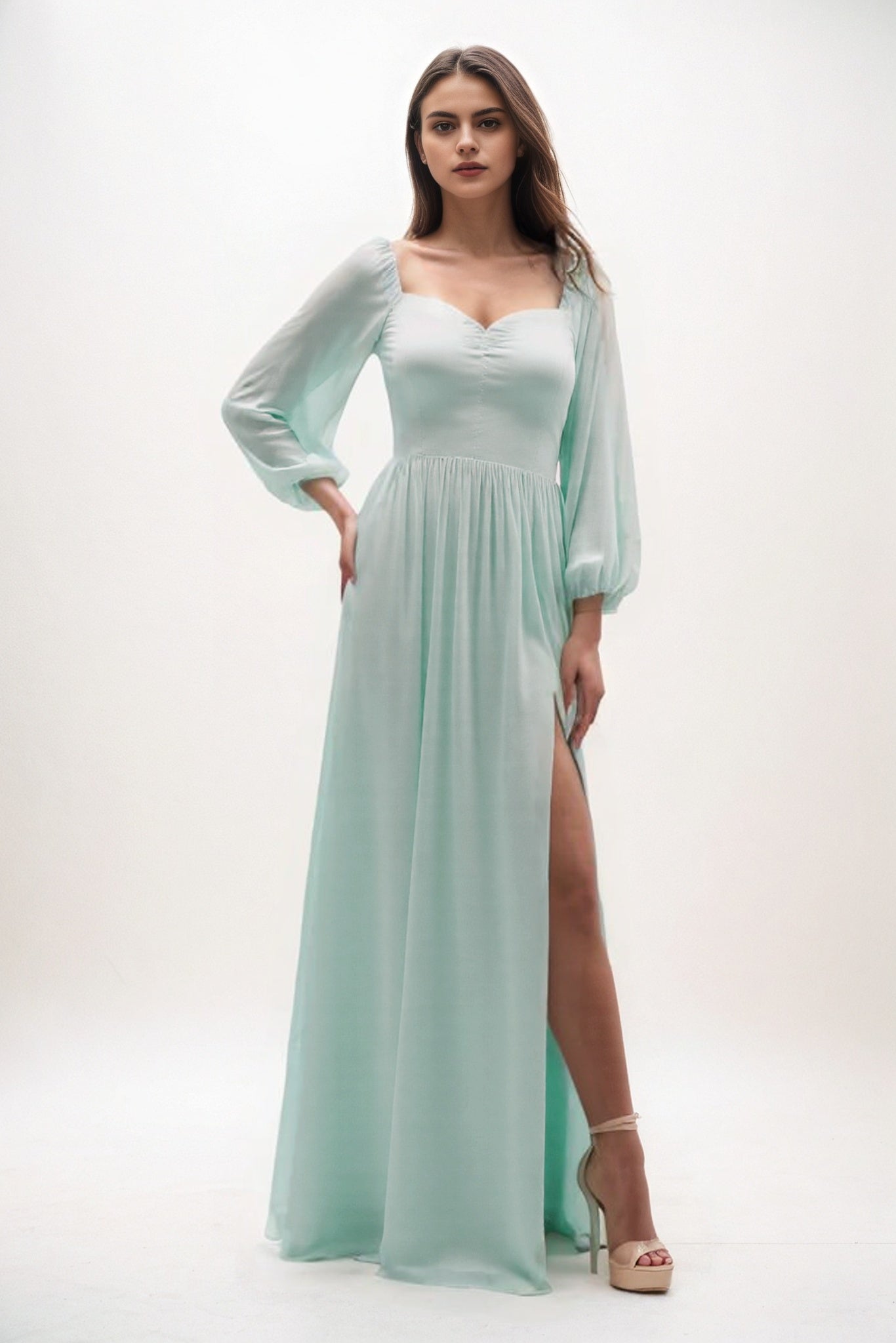 A-Line Maxi Chiffon Bridesmaid Dress CB0821