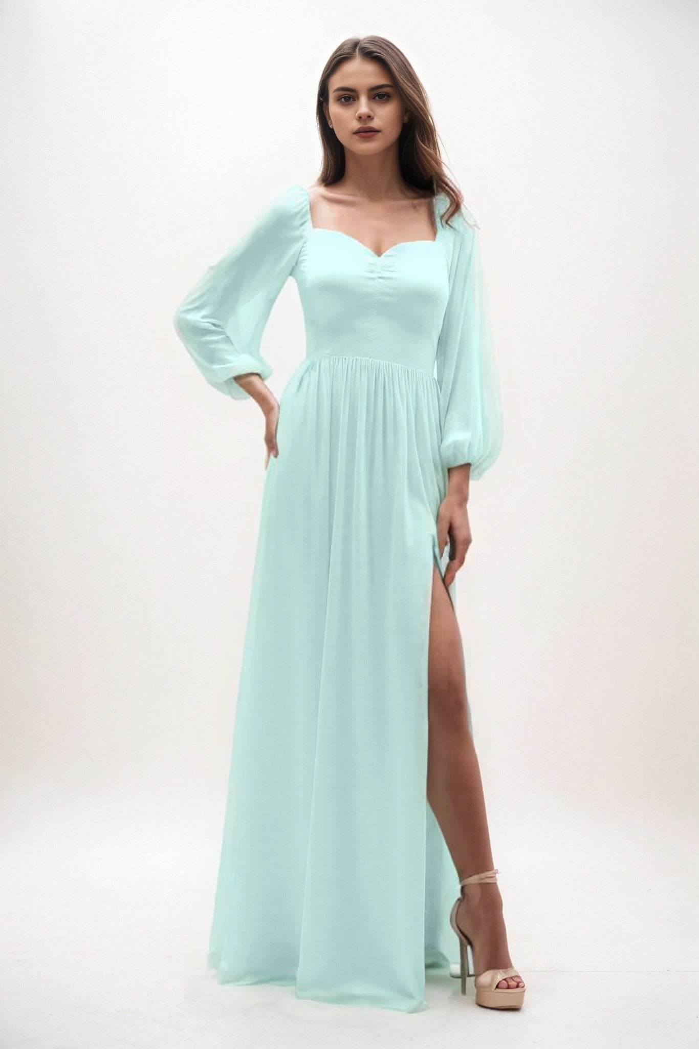 A-Line Maxi Chiffon Bridesmaid Dress CB0821 - COCOMELODY