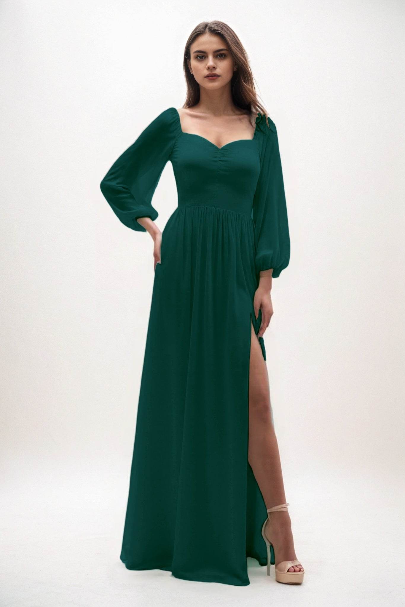 A-Line Maxi Chiffon Bridesmaid Dress CB0821 - COCOMELODY