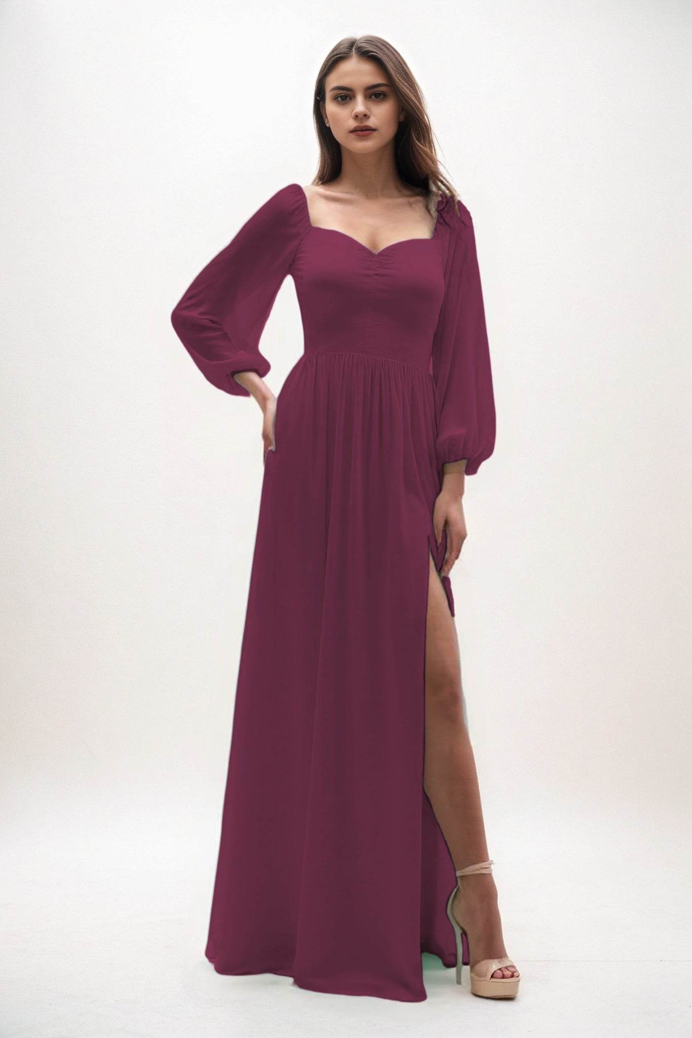 A-Line Maxi Chiffon Bridesmaid Dress CB0821 - COCOMELODY