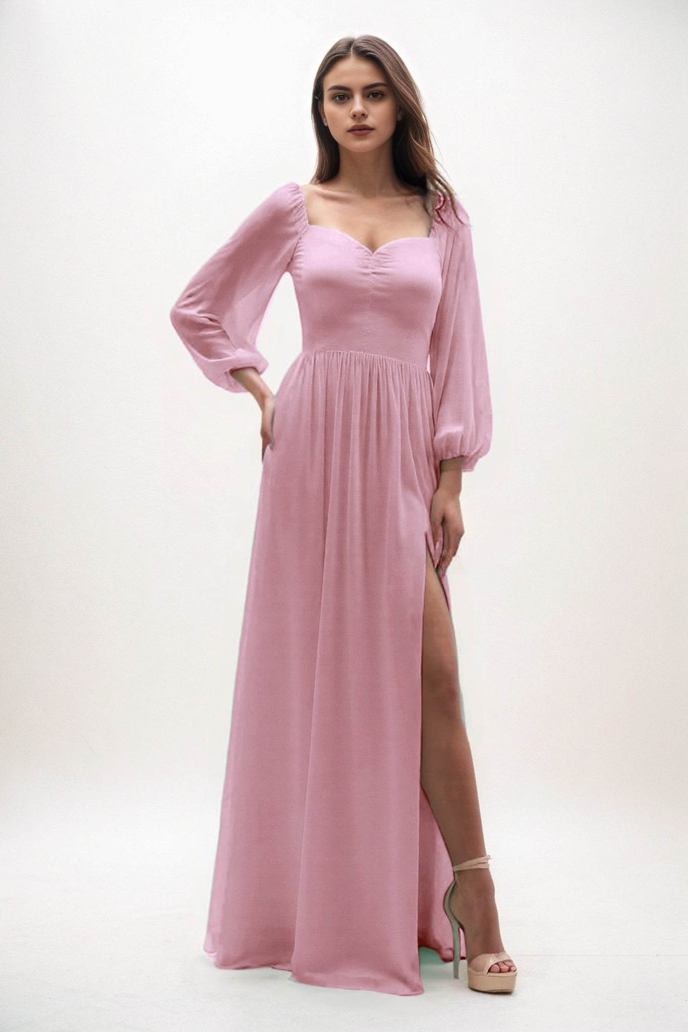 A-Line Maxi Chiffon Bridesmaid Dress CB0821 - COCOMELODY