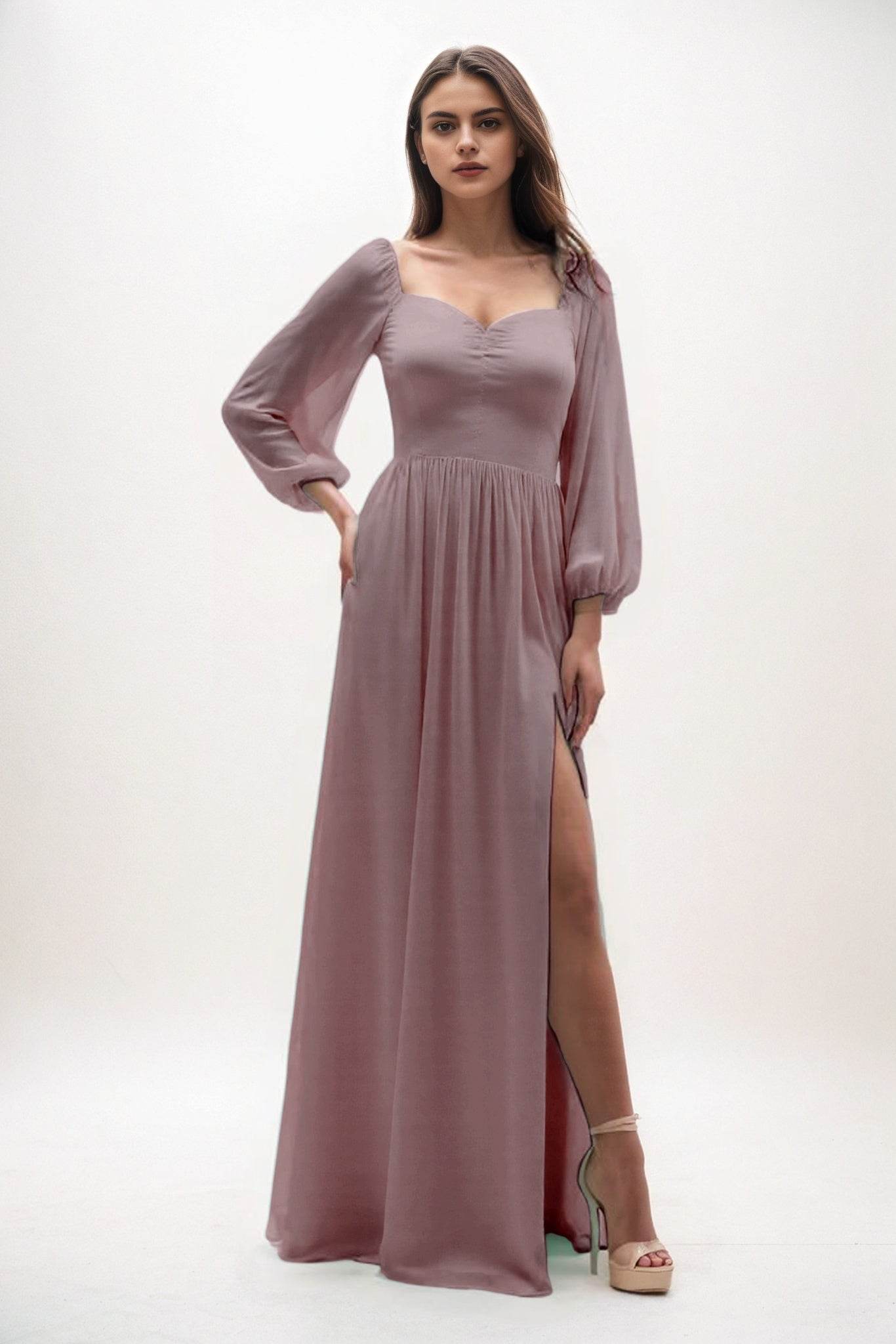 A-Line Maxi Chiffon Bridesmaid Dress CB0821 - COCOMELODY