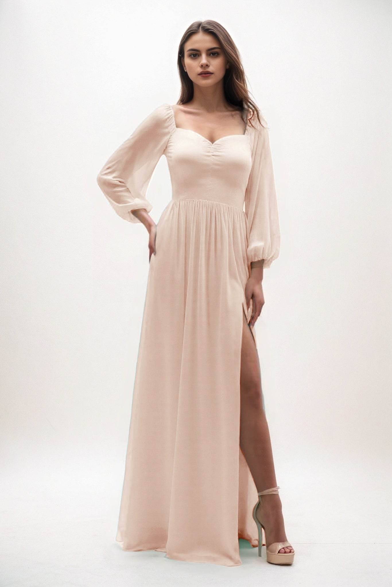 A-Line Maxi Chiffon Bridesmaid Dress CB0821 - COCOMELODY