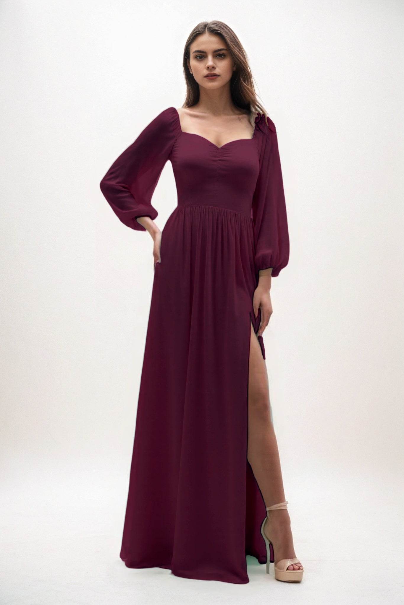 A-Line Maxi Chiffon Bridesmaid Dress CB0821 - COCOMELODY