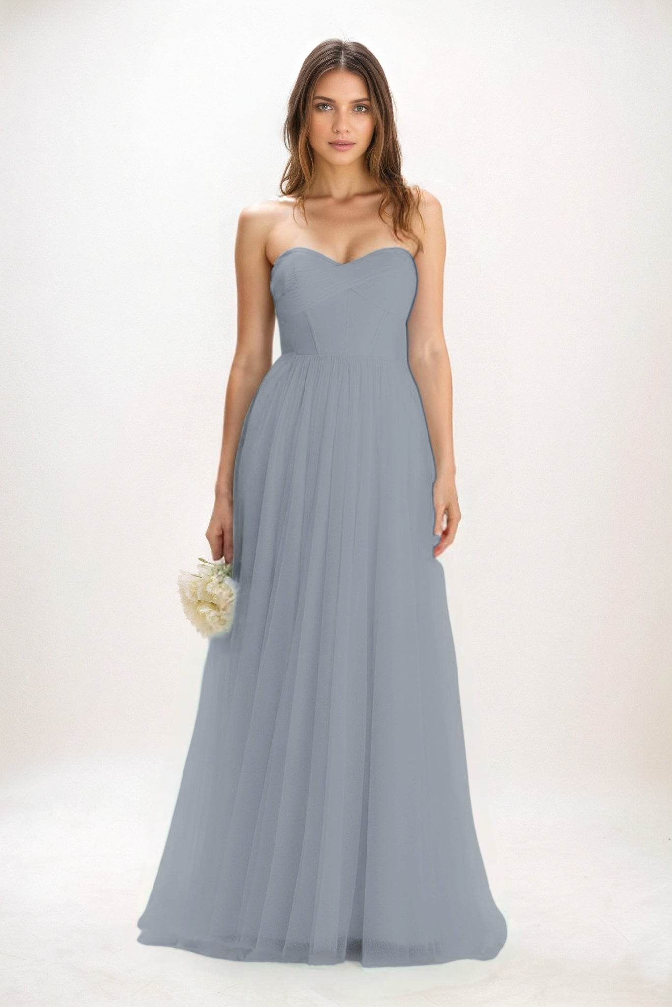 A-Line Maxi Tulle Bridesmaid Dress CB0822 - COCOMELODY