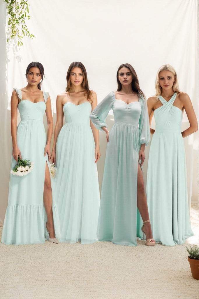 A-Line Maxi Chiffon Bridesmaid Dress CB0824 - COCOMELODY