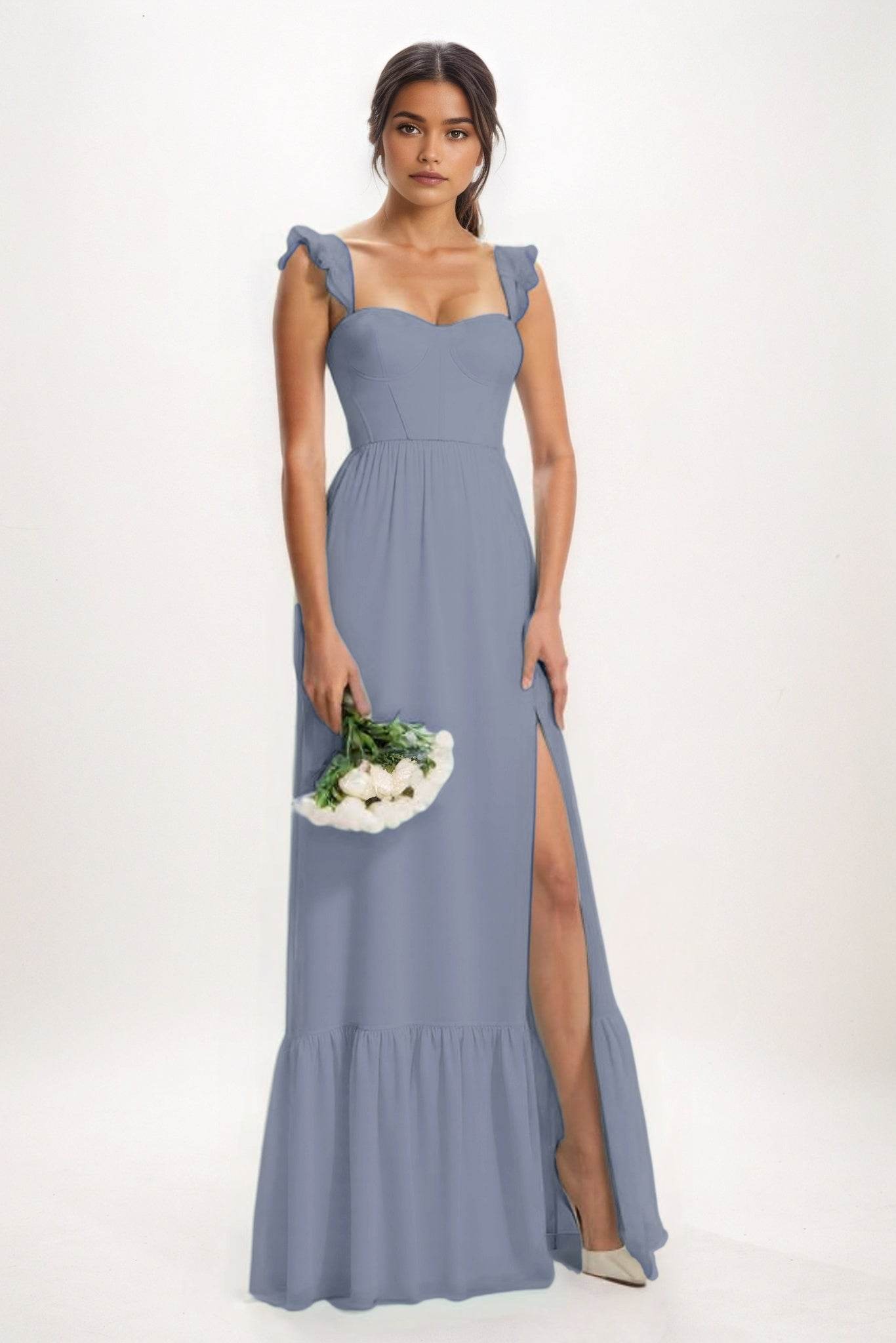 A-Line Maxi Chiffon Bridesmaid Dress CB0823 - COCOMELODY