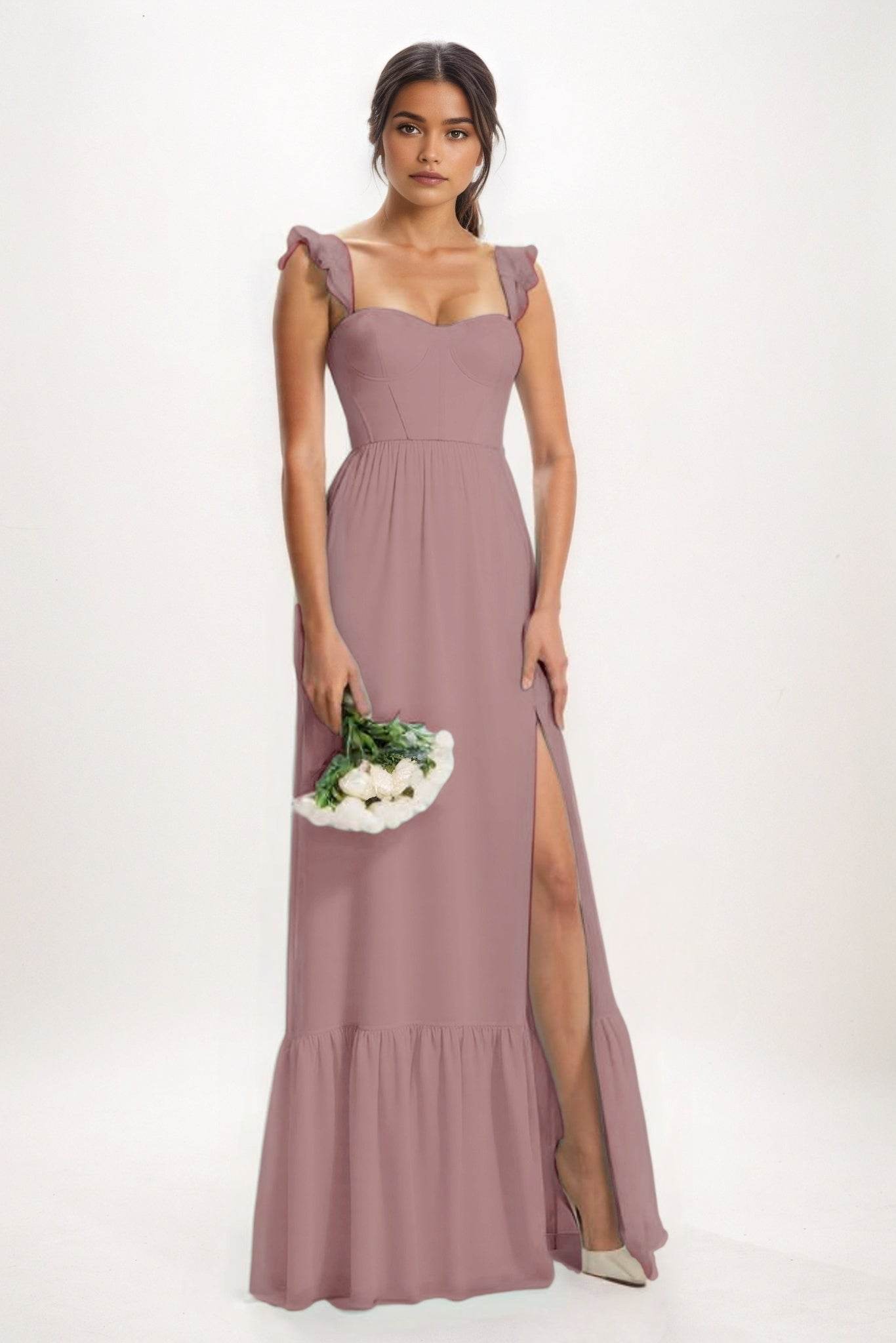 A-Line Maxi Chiffon Bridesmaid Dress CB0823 - COCOMELODY