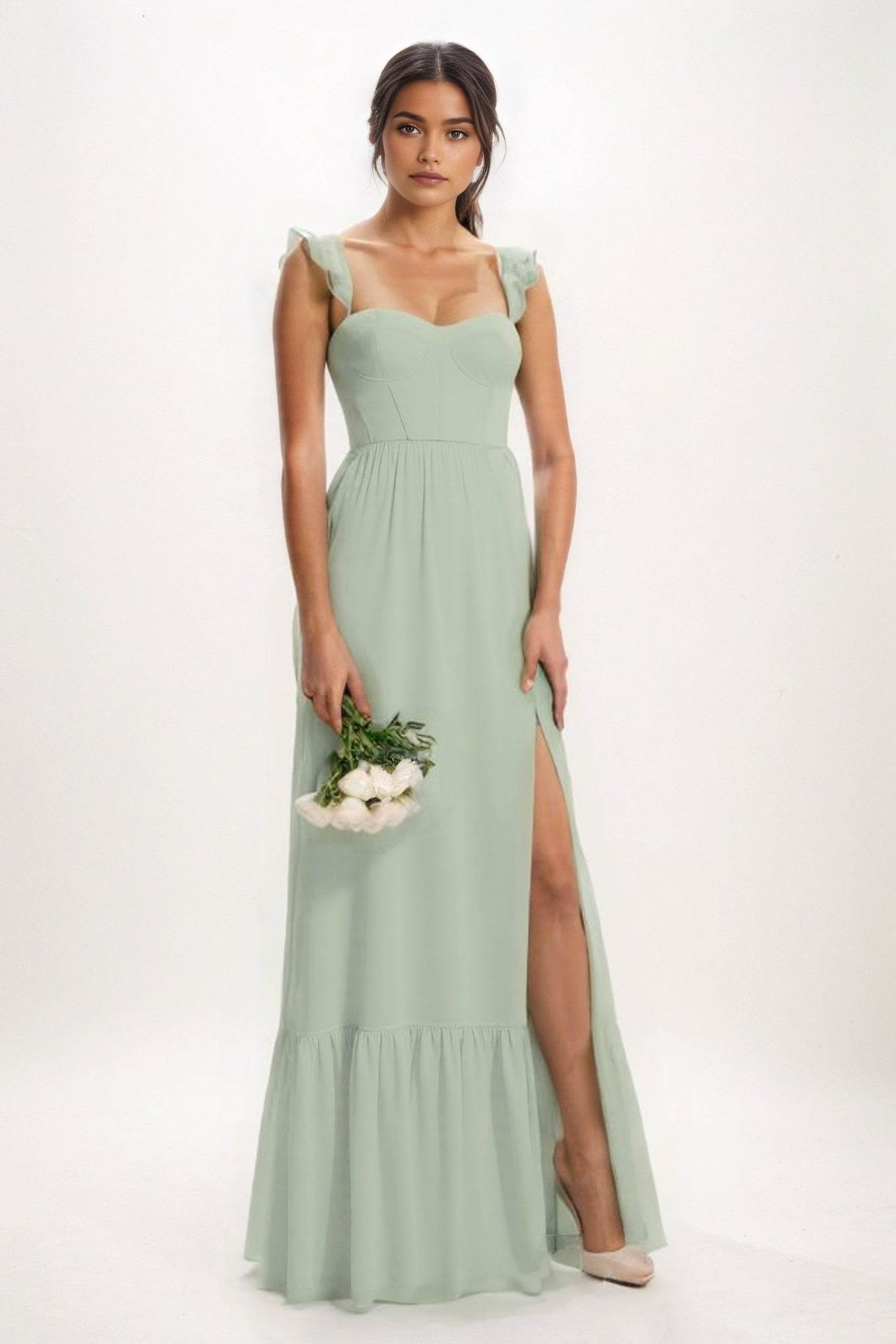 A-Line Maxi Chiffon Bridesmaid Dress CB0823 - COCOMELODY