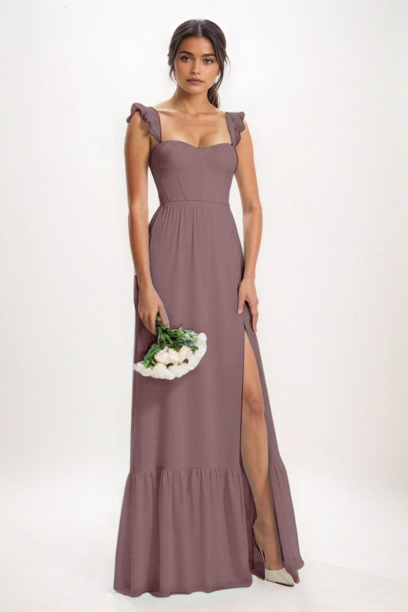 A-Line Maxi Chiffon Bridesmaid Dress CB0823 - COCOMELODY