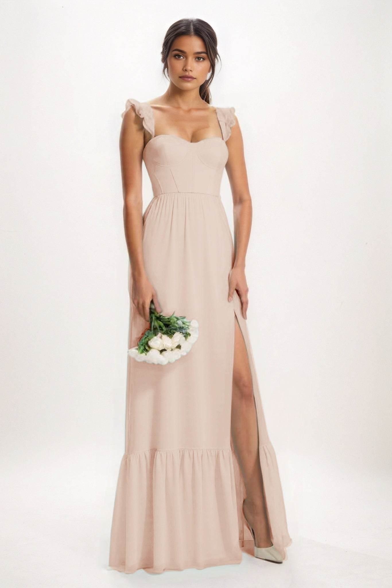 A-Line Maxi Chiffon Bridesmaid Dress CB0823 - COCOMELODY