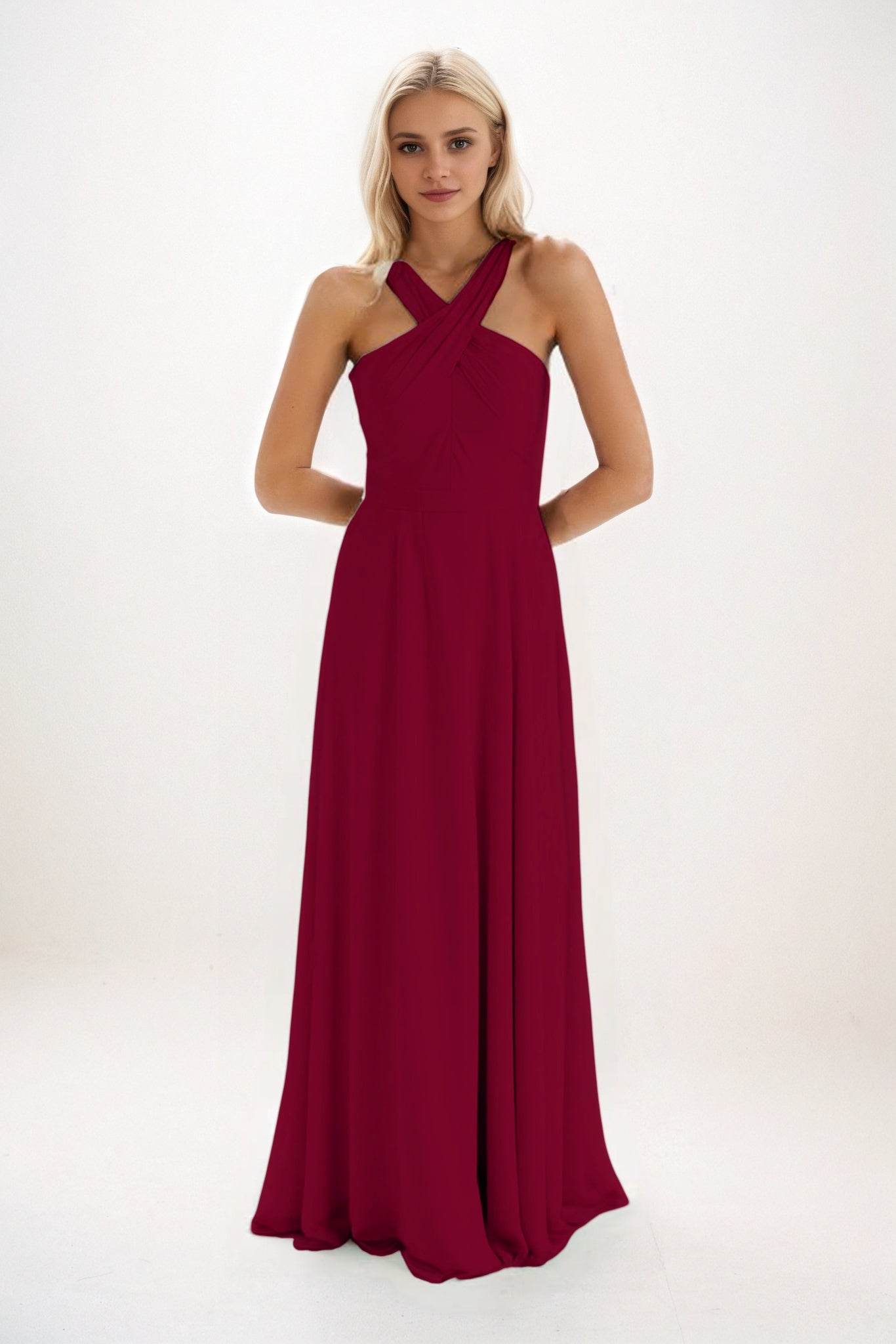 A-Line Maxi Chiffon Bridesmaid Dress CB0824 - COCOMELODY