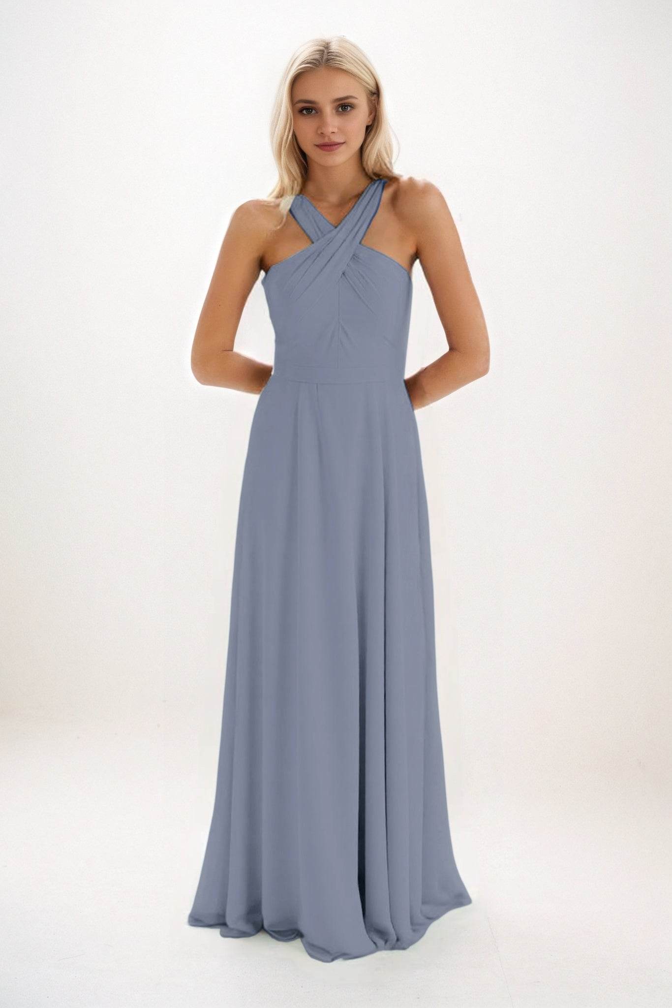A-Line Maxi Chiffon Bridesmaid Dress CB0824 - COCOMELODY
