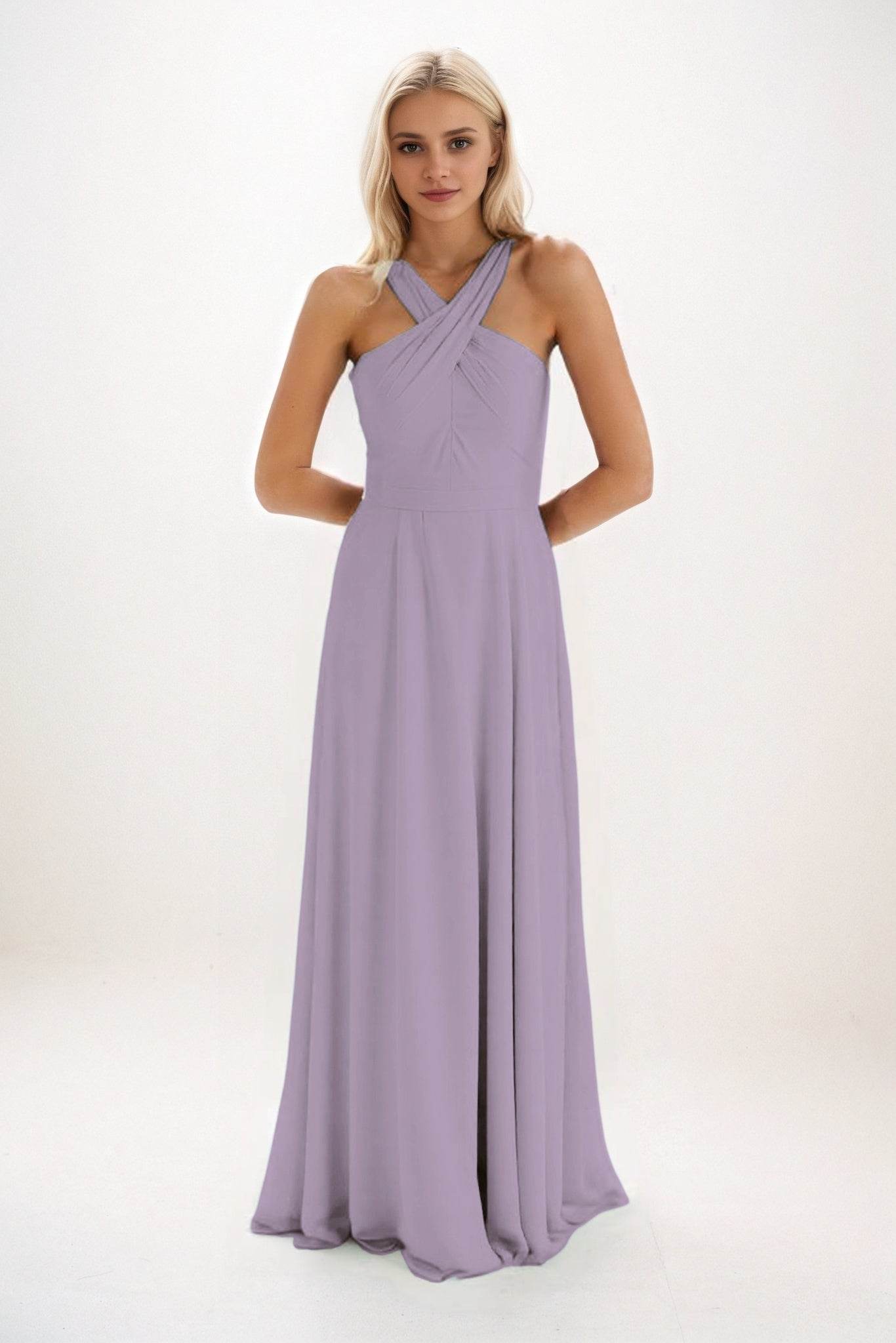 A-Line Maxi Chiffon Bridesmaid Dress CB0824 - COCOMELODY