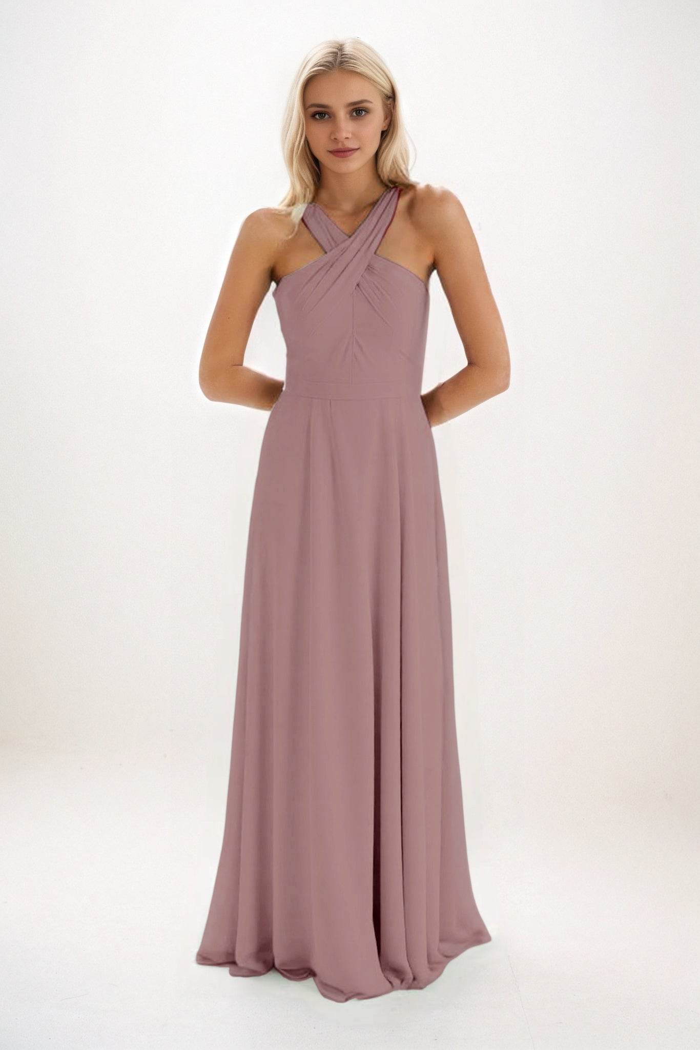 A-Line Maxi Chiffon Bridesmaid Dress CB0824 - COCOMELODY