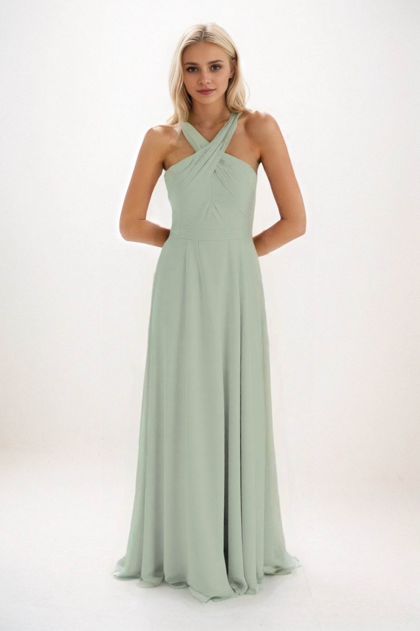 A-Line Maxi Chiffon Bridesmaid Dress CB0824 - COCOMELODY