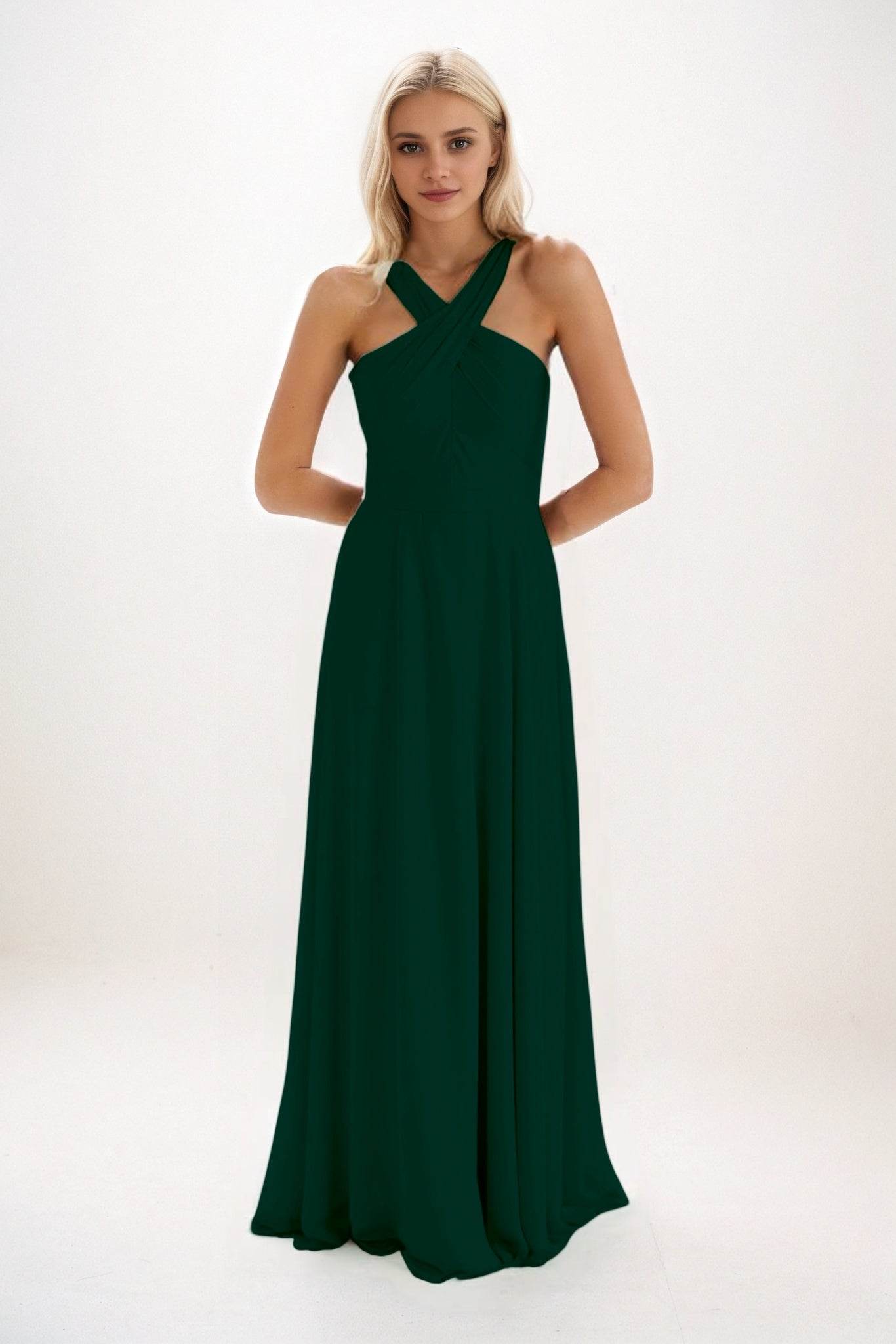 A-Line Maxi Chiffon Bridesmaid Dress CB0824 - COCOMELODY