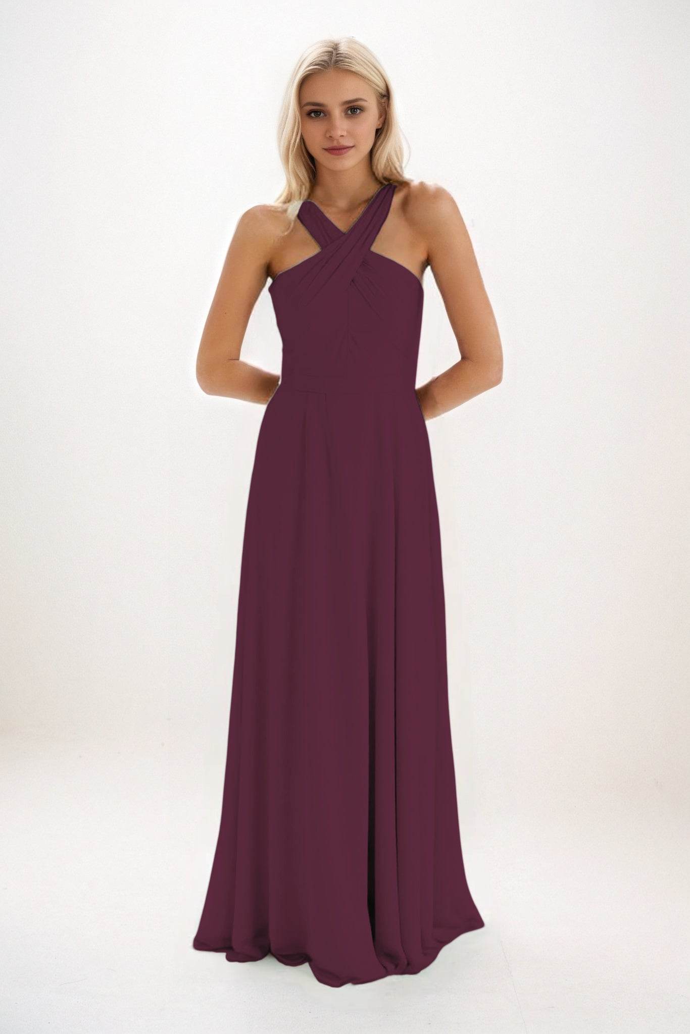 A-Line Maxi Chiffon Bridesmaid Dress CB0824 - COCOMELODY