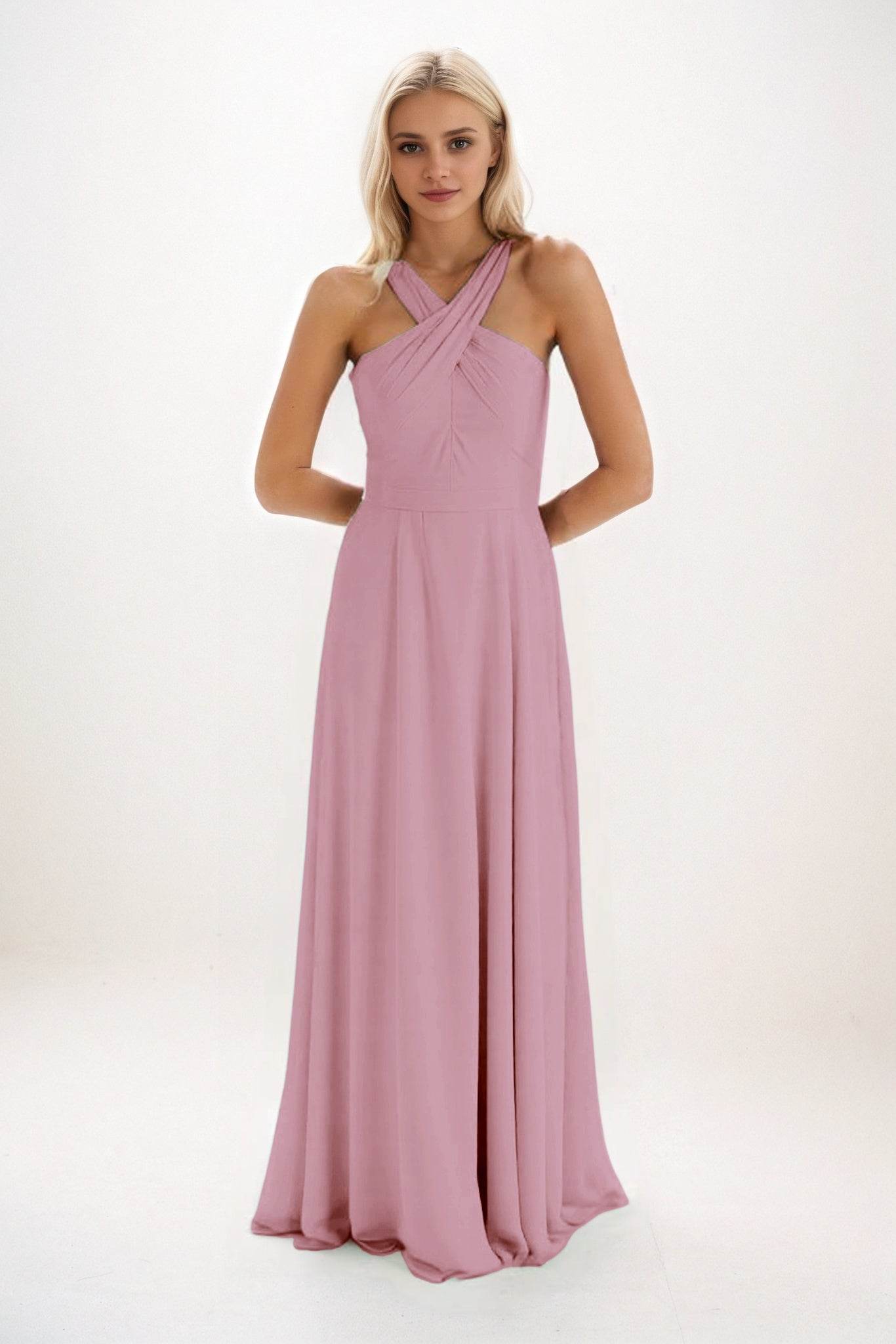 A-Line Maxi Chiffon Bridesmaid Dress CB0824 - COCOMELODY