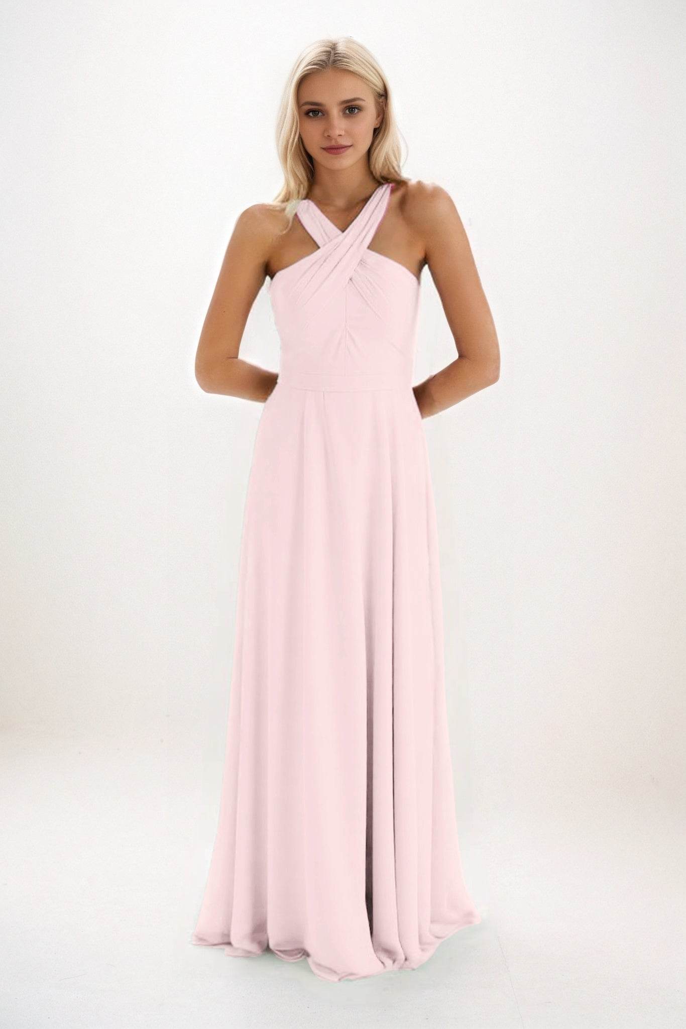A-Line Maxi Chiffon Bridesmaid Dress CB0824 - COCOMELODY