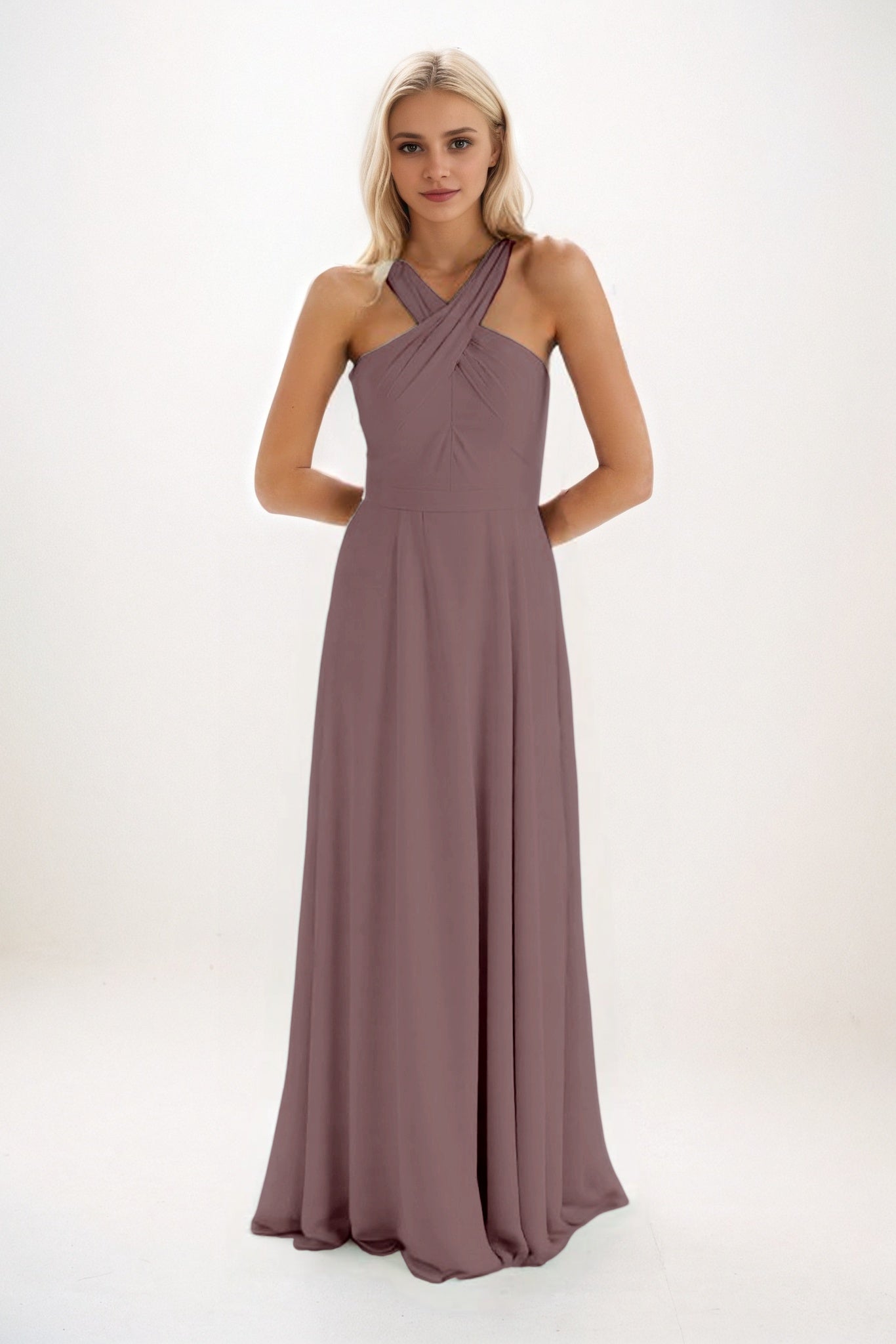 A-Line Maxi Chiffon Bridesmaid Dress CB0824