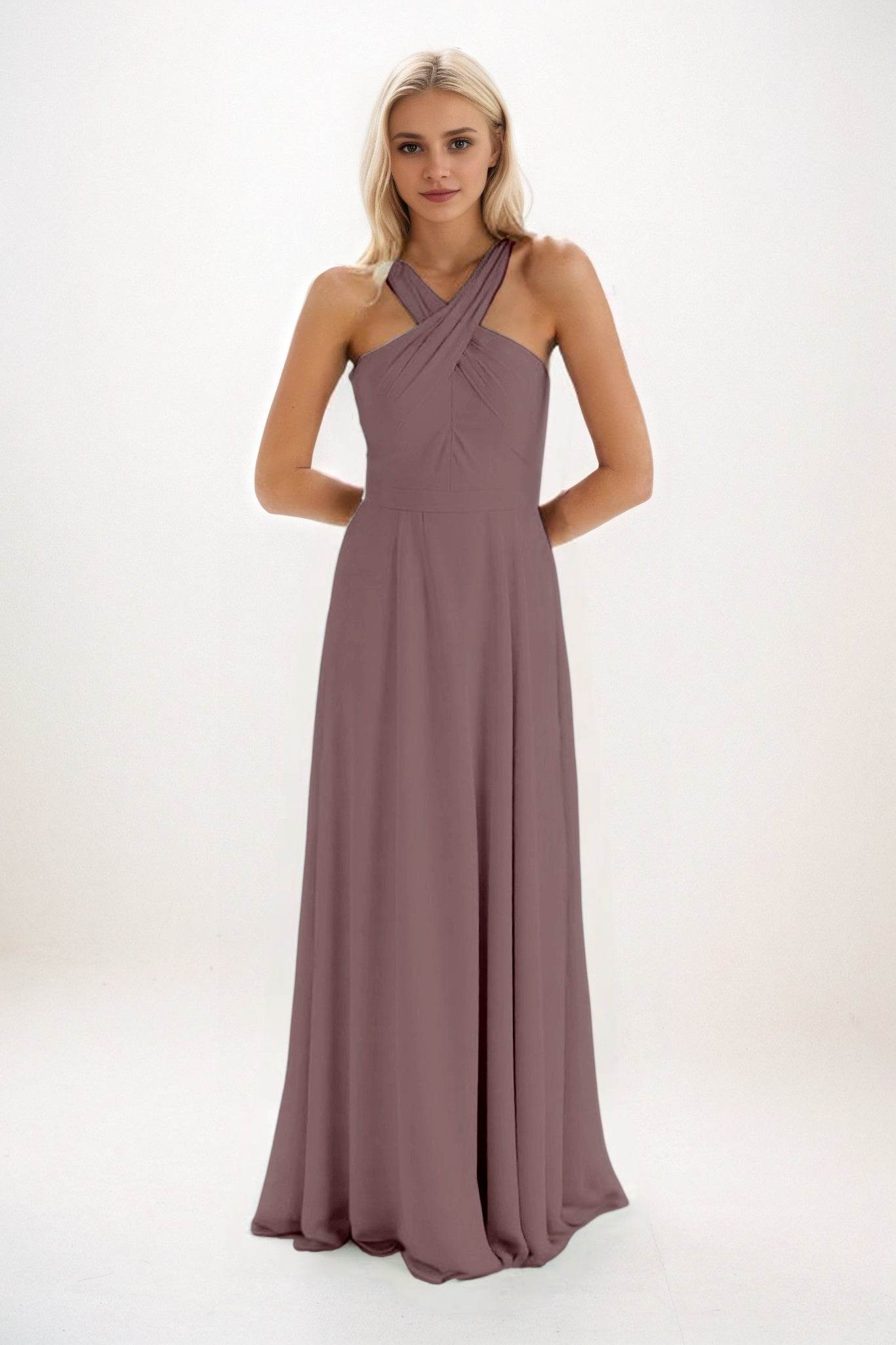 A-Line Maxi Chiffon Bridesmaid Dress CB0824 - COCOMELODY